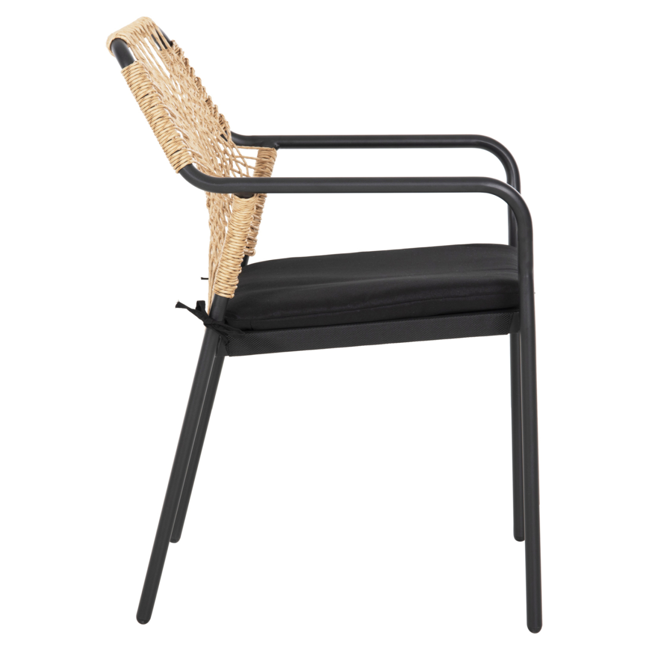 ARMCHAIR ALUMINUM TROTTER HM5865.11 DARK GREY FRAME AND BEIGE WICKER-BLACK CUSHION [4]