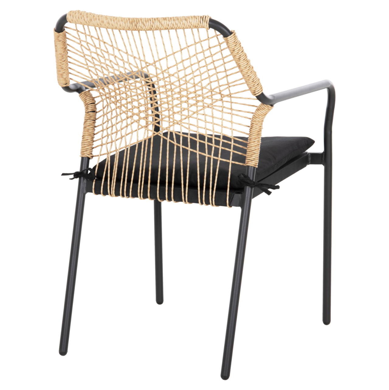 ARMCHAIR ALUMINUM TROTTER HM5865.11 DARK GREY FRAME AND BEIGE WICKER-BLACK CUSHION [5]