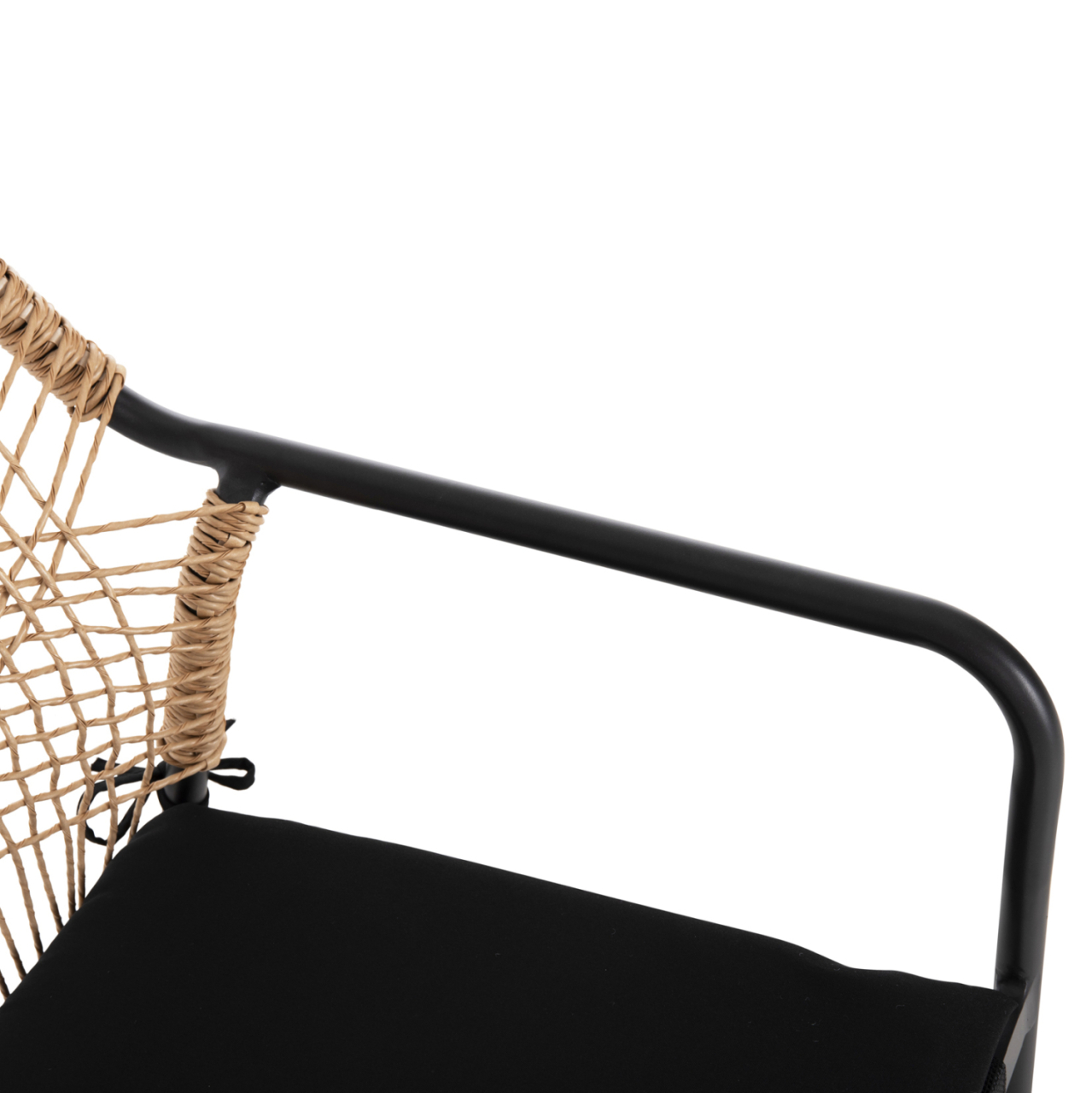 ARMCHAIR ALUMINUM TROTTER HM5865.11 DARK GREY FRAME AND BEIGE WICKER-BLACK CUSHION [9]