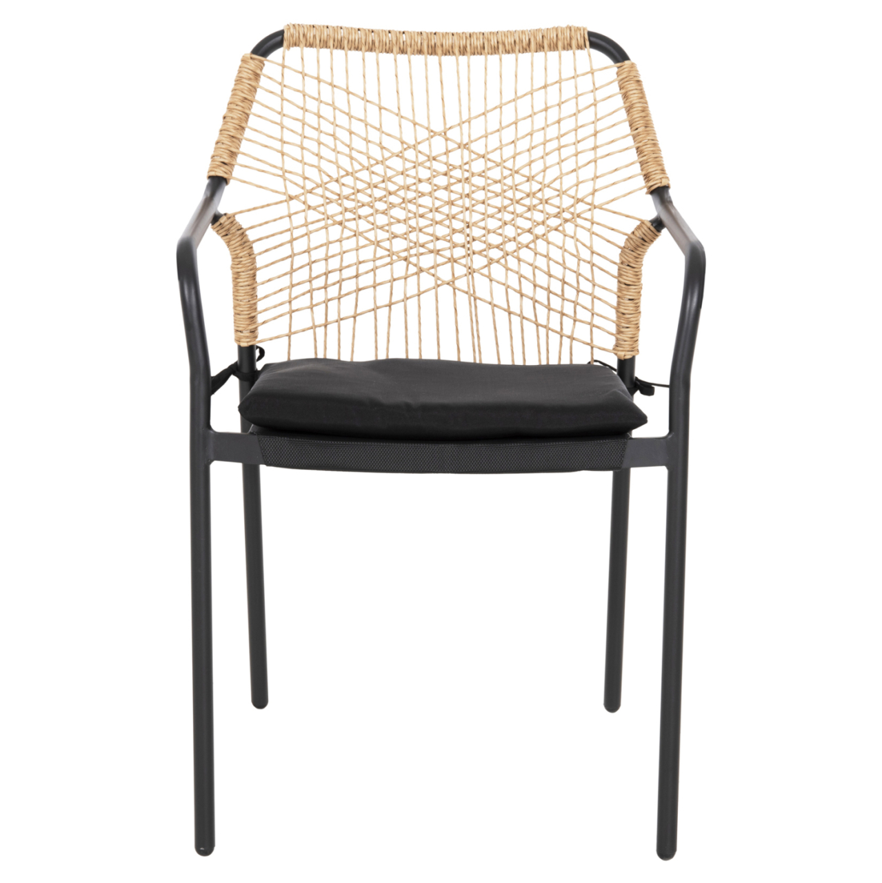 ARMCHAIR ALUMINUM TROTTER HM5865.11 DARK GREY FRAME AND BEIGE WICKER-BLACK CUSHION [3]