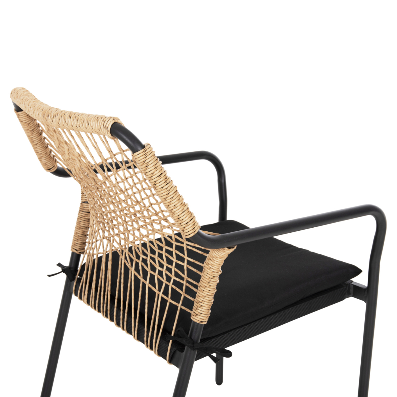 ARMCHAIR ALUMINUM TROTTER HM5865.11 DARK GREY FRAME AND BEIGE WICKER-BLACK CUSHION [8]