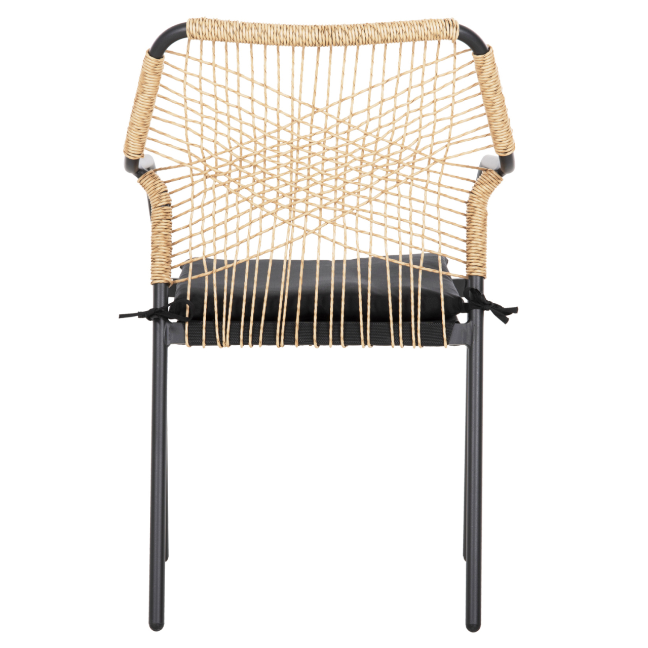 ARMCHAIR ALUMINUM TROTTER HM5865.11 DARK GREY FRAME AND BEIGE WICKER-BLACK CUSHION [6]
