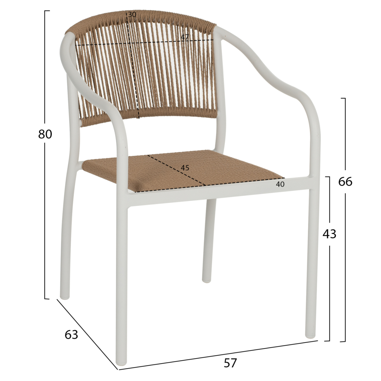ARMCHAIR ALUMINUM WHITE WITH PE RATTAN WICKER HM5856.01 57x63x80Hcm. [2]