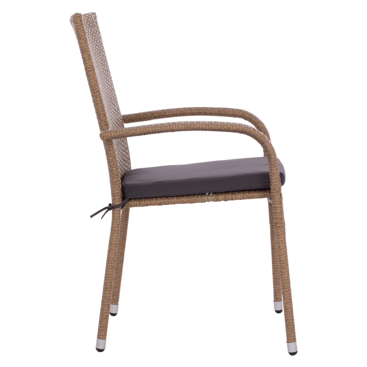 ARMCHAIR "ANISHA" METAL WITH BROWN-MOCHA WICKER AND SEAT CUSHION HM5685.02 56x60x94H CM. [4]