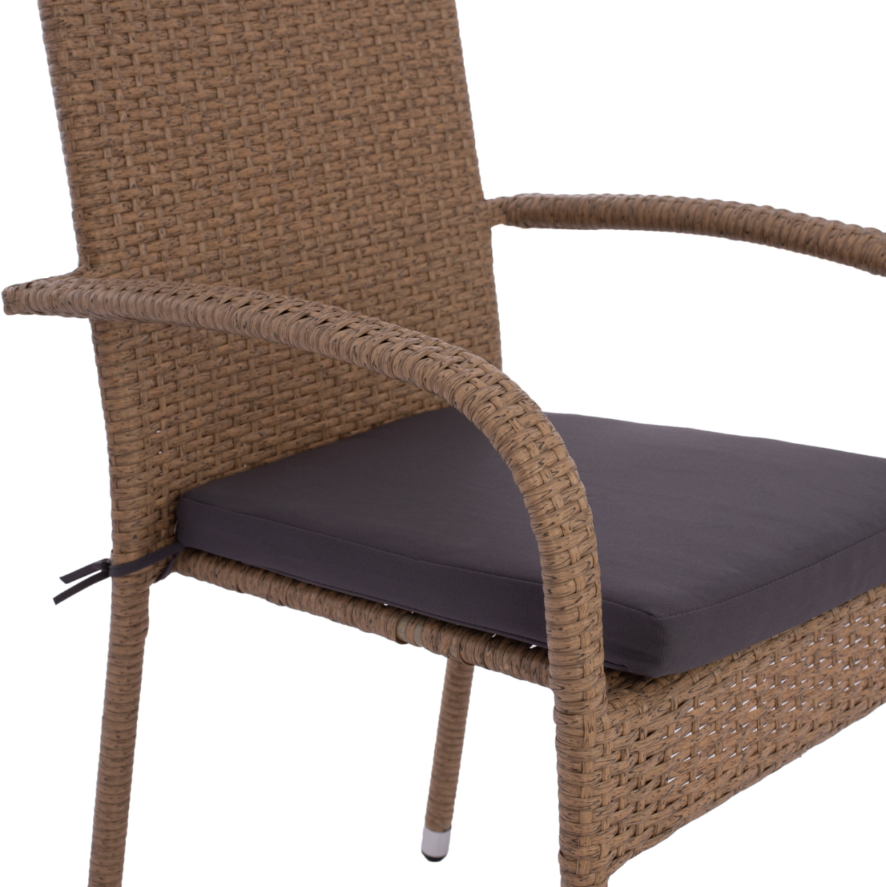 ARMCHAIR "ANISHA" METAL WITH BROWN-MOCHA WICKER AND SEAT CUSHION HM5685.02 56x60x94H CM. [10]