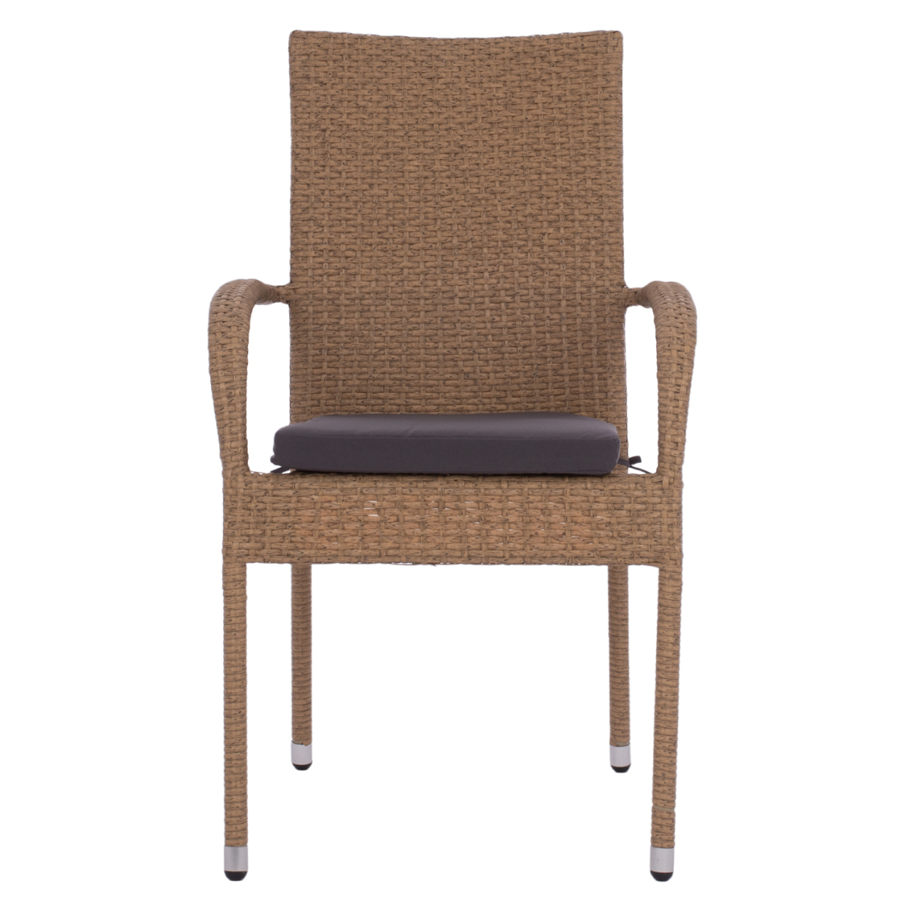 ARMCHAIR "ANISHA" METAL WITH BROWN-MOCHA WICKER AND SEAT CUSHION HM5685.02 56x60x94H CM. [3]
