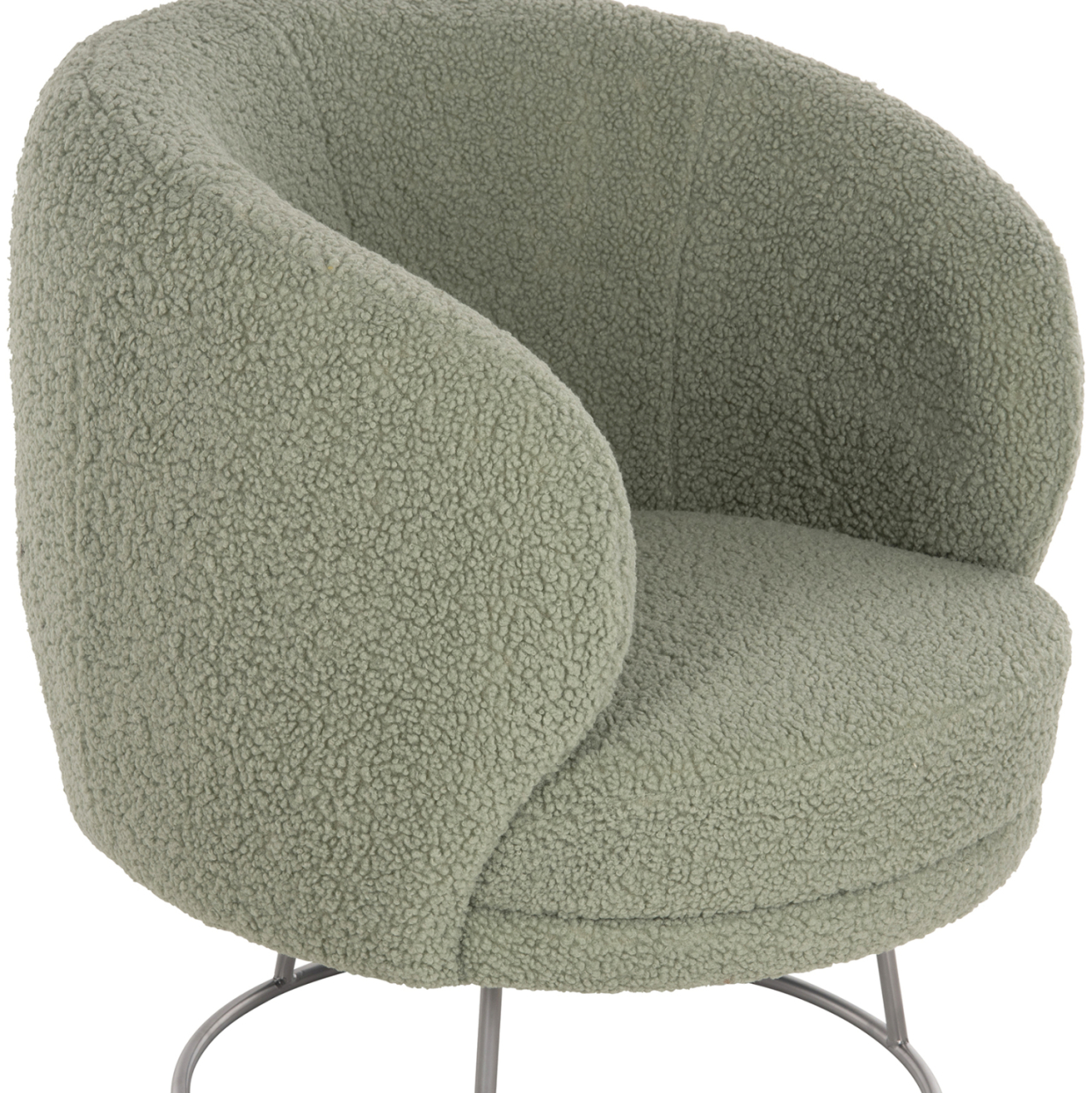 ARMCHAIR ARIEN HM8403.27 BOUCLE FABRIC IN PISTACHIO GREEN-SILVER METAL BASE 78x75x84Hcm. [9]