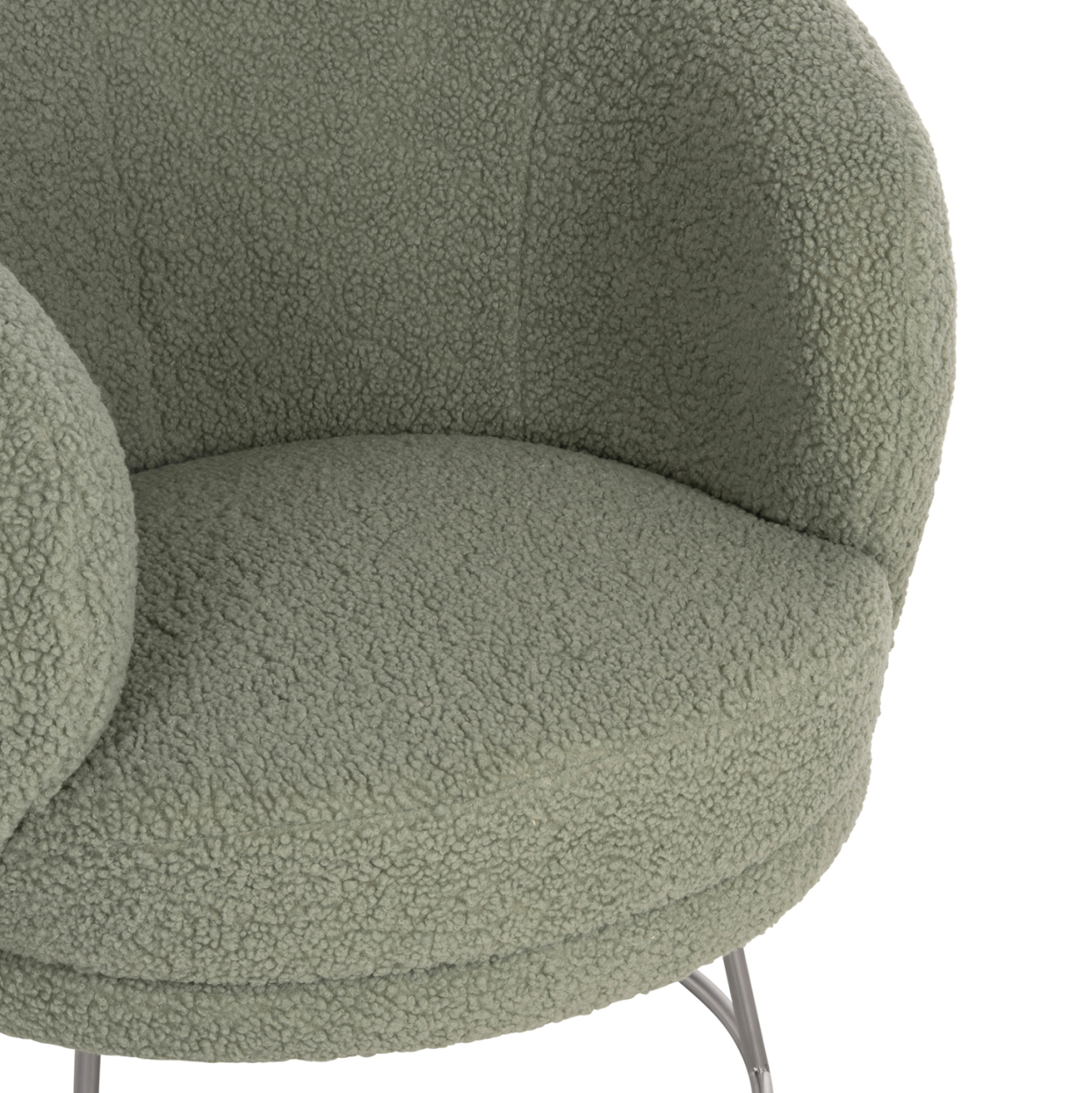 ARMCHAIR ARIEN HM8403.27 BOUCLE FABRIC IN PISTACHIO GREEN-SILVER METAL BASE 78x75x84Hcm. [8]