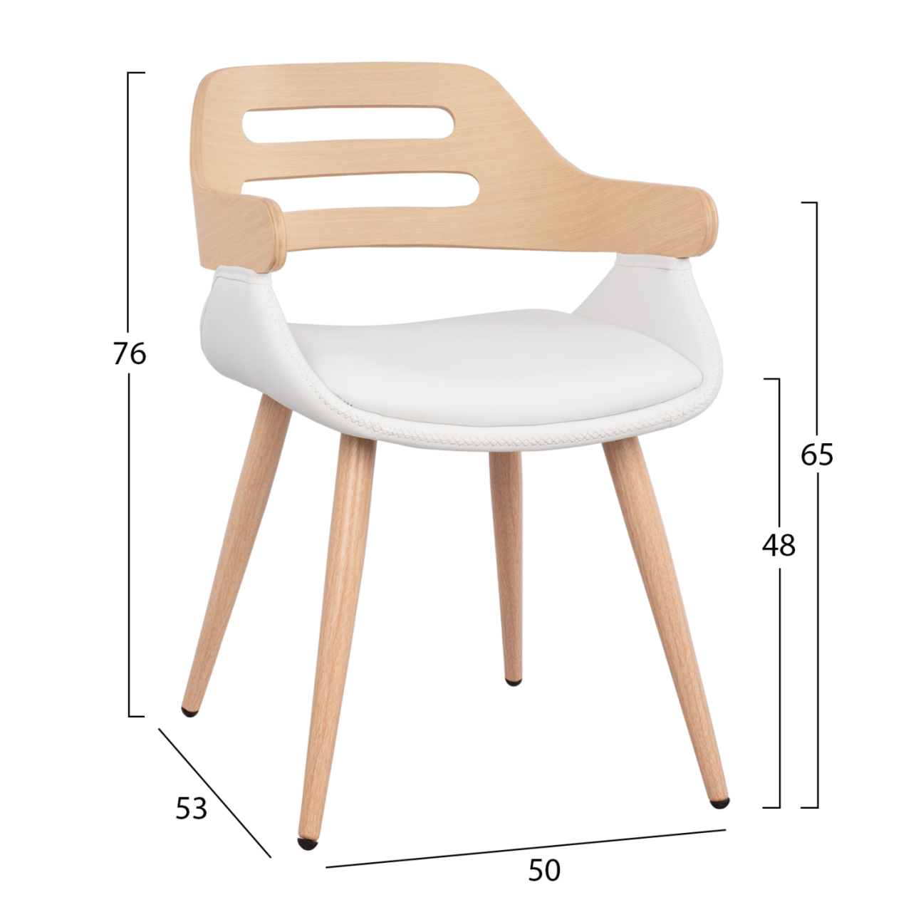Armchair Auxiliary Superior Pro Sonama with White PU HM8491.02 50x53x76cm [2]