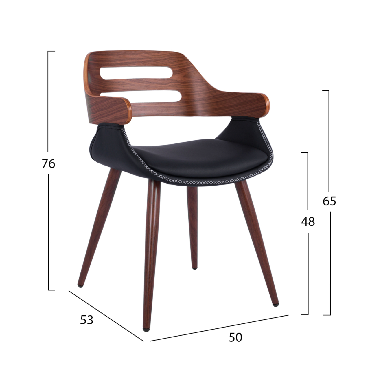Armchair Auxiliary Superior Pro Walnut-Black PU HM8491.01 50x53x76cm [2]