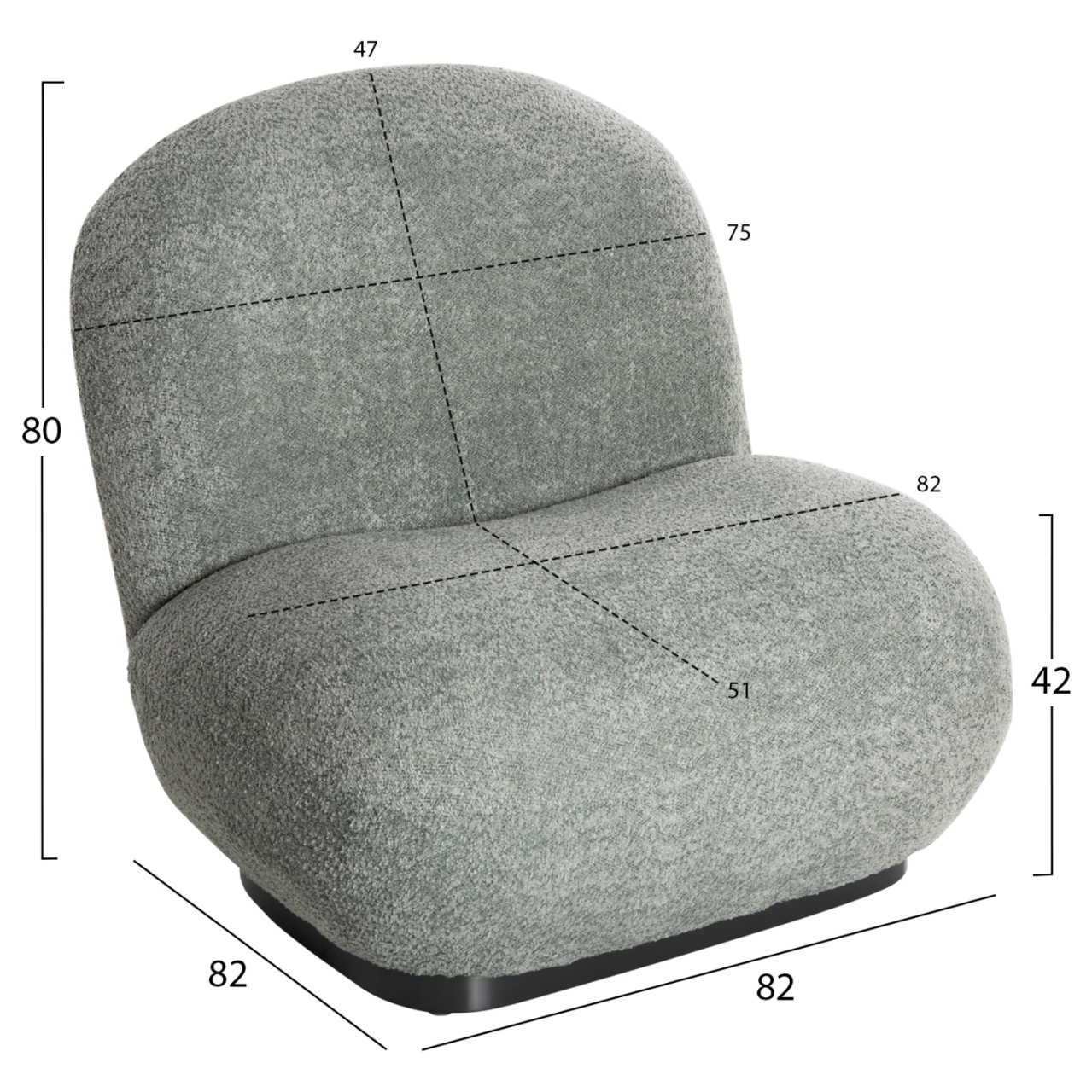 ARMCHAIR BEANY HM9591.05 PISTACHIO GREEN BOUCLE FABRIC 82x82x80Hcm. [2]