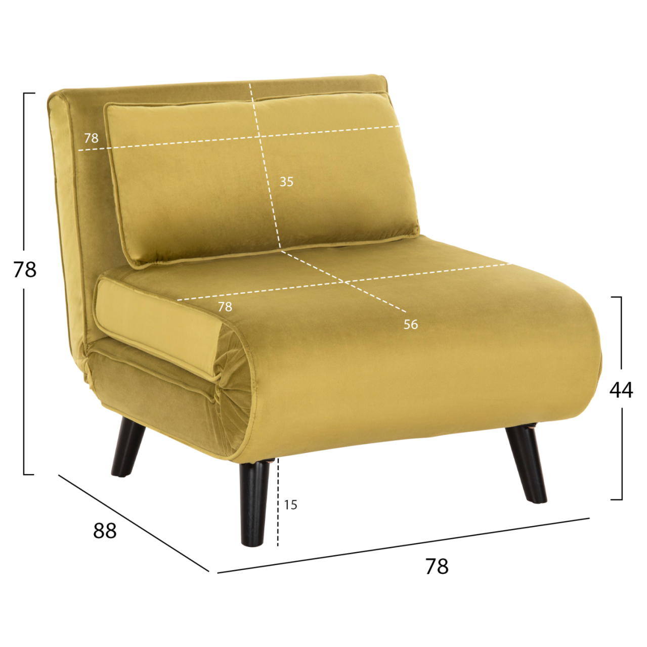 ARMCHAIR-BED BRAXTON HM8425.23 OLIVE GREEN VELVET 78x88x78Hcm. [2]