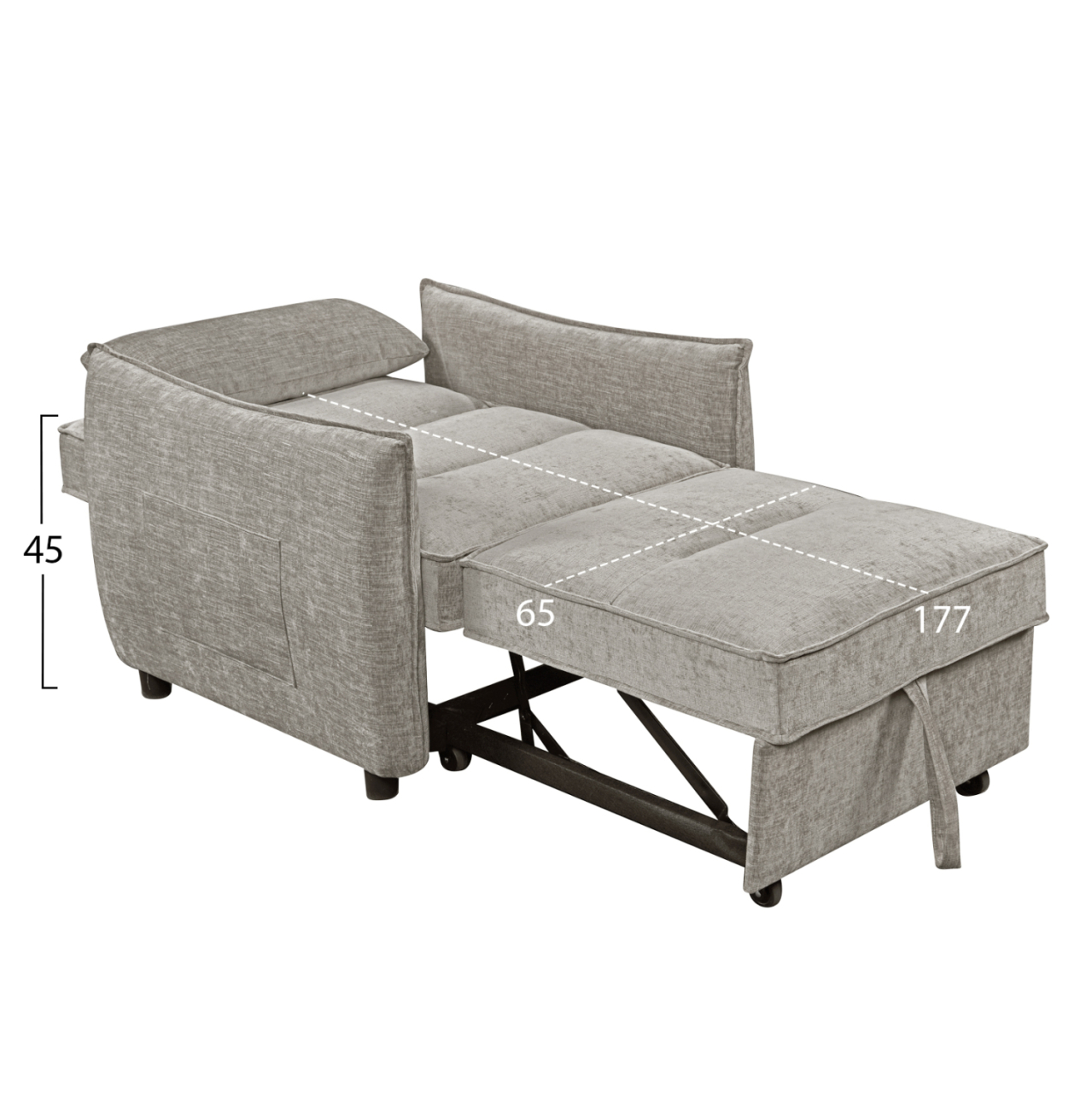 ARMCHAIR-BED ORYN HM3307.03 BEIGE FABRIC 89x85x84Hcm. [4]