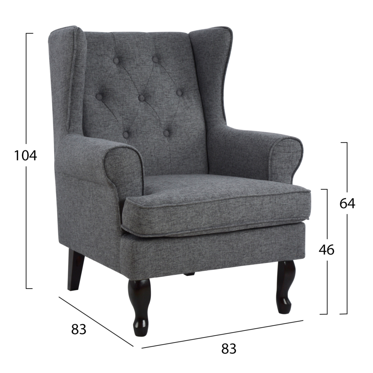 Armchair Brandon HM3073.10 Grey Fabric 83x83x104 cm. [2]