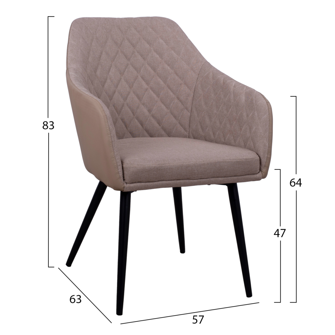 Armchair Charles HM8522.07 with fabric Beige and PU Beige 57x63x83 cm [2]