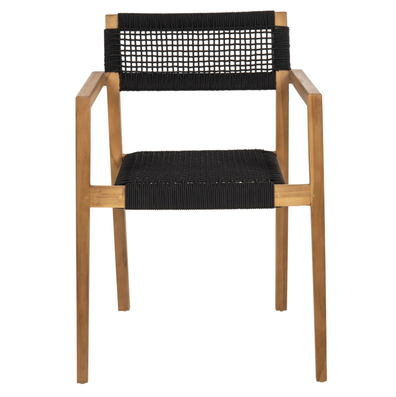 ARMCHAIR CHARLOTTE HM9637.02 TEAK WOOD and BLACK ROPE--B'RATED 59x54x83Hcm. [3]