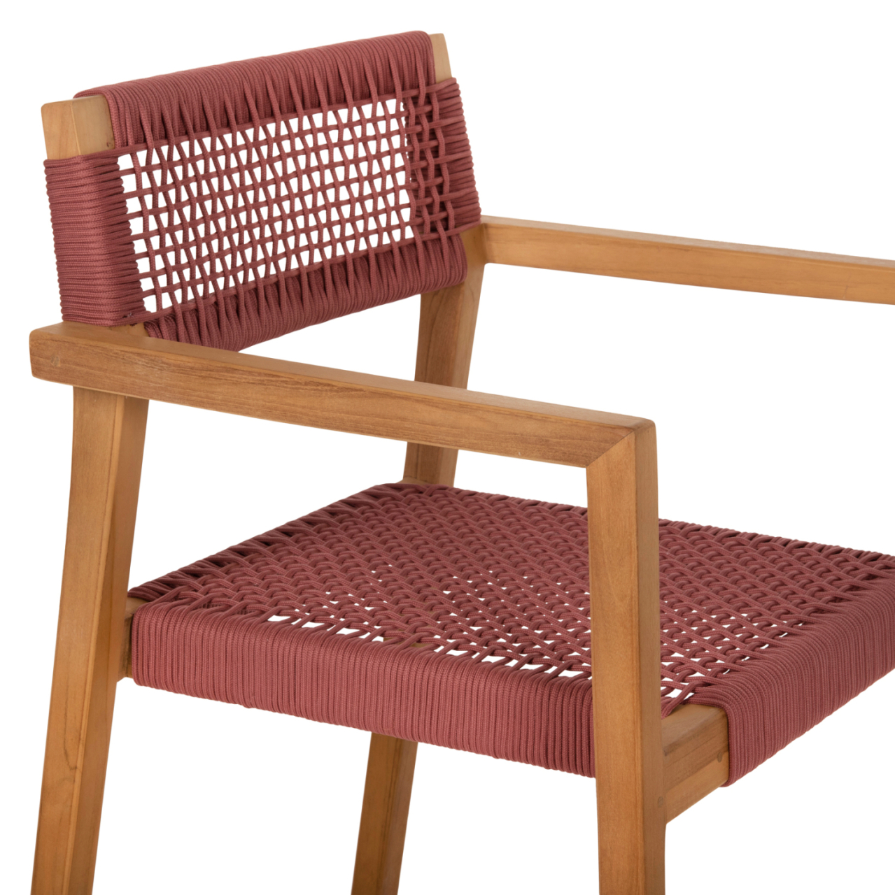ARMCHAIR CHARLOTTE HM9637.06 TEAK WOOD and PINK ROPE--B'RATED 59x54x83Hcm. [7]