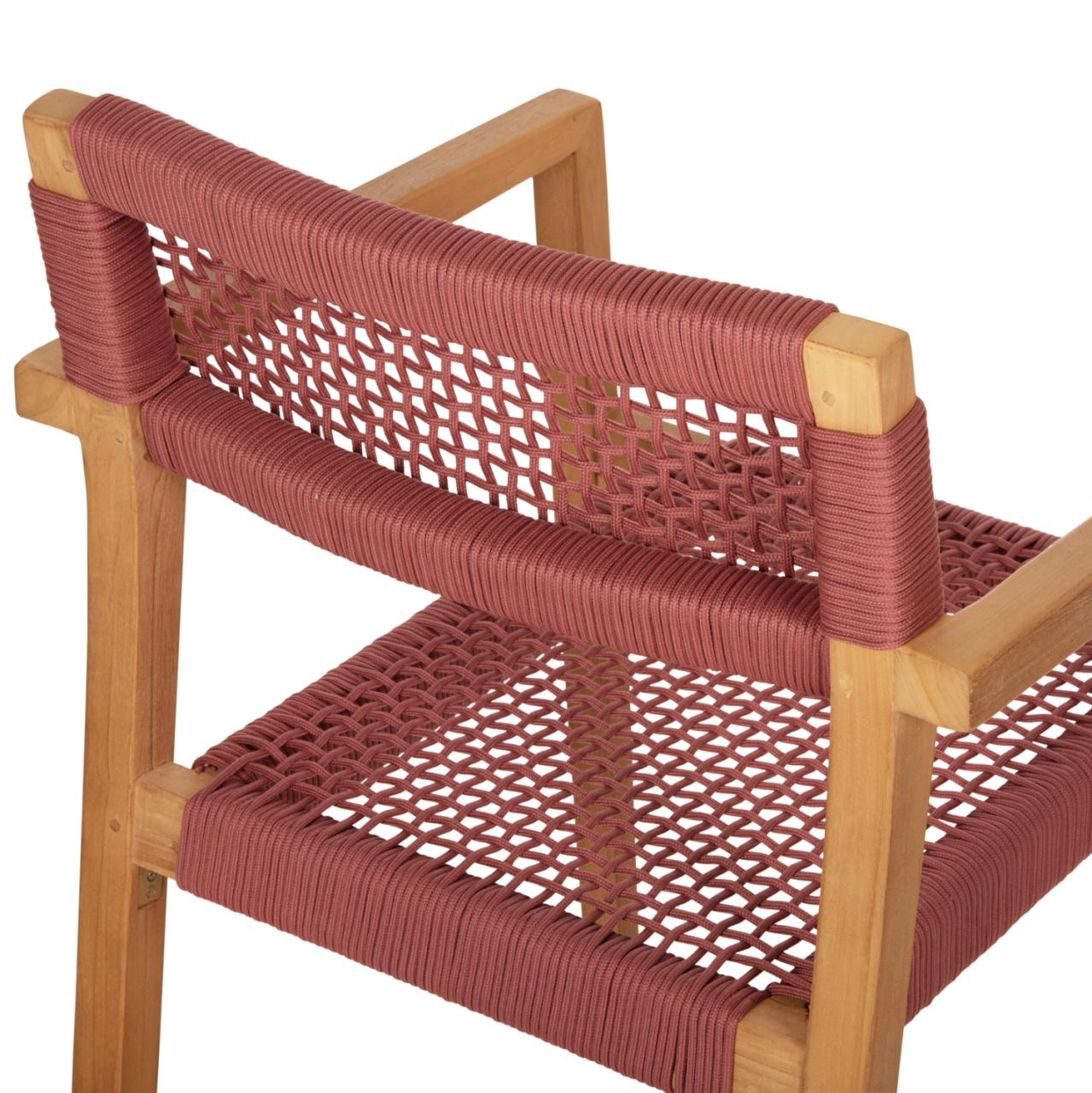 ARMCHAIR CHARLOTTE HM9637.06 TEAK WOOD and PINK ROPE--B'RATED 59x54x83Hcm. [9]
