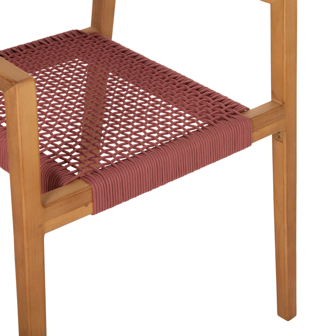 ARMCHAIR CHARLOTTE HM9637.06 TEAK WOOD and PINK ROPE--B'RATED 59x54x83Hcm. [8]