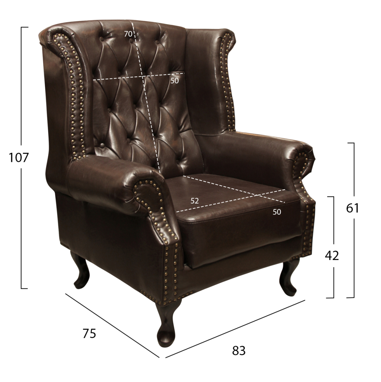 Armchair Chesterfield-style, Polina, HM0053.01 PU Dark Brown 83x75x107 cm [2]