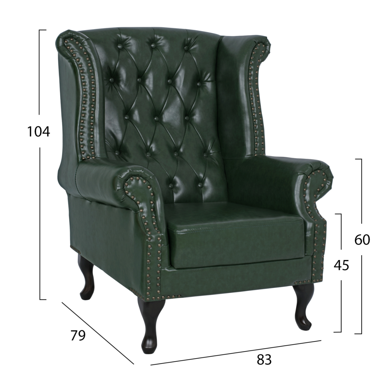 Armchair Chesterfield-type Polina, HM0053.08, Cypress Green PU 83x79x104 cm [2]