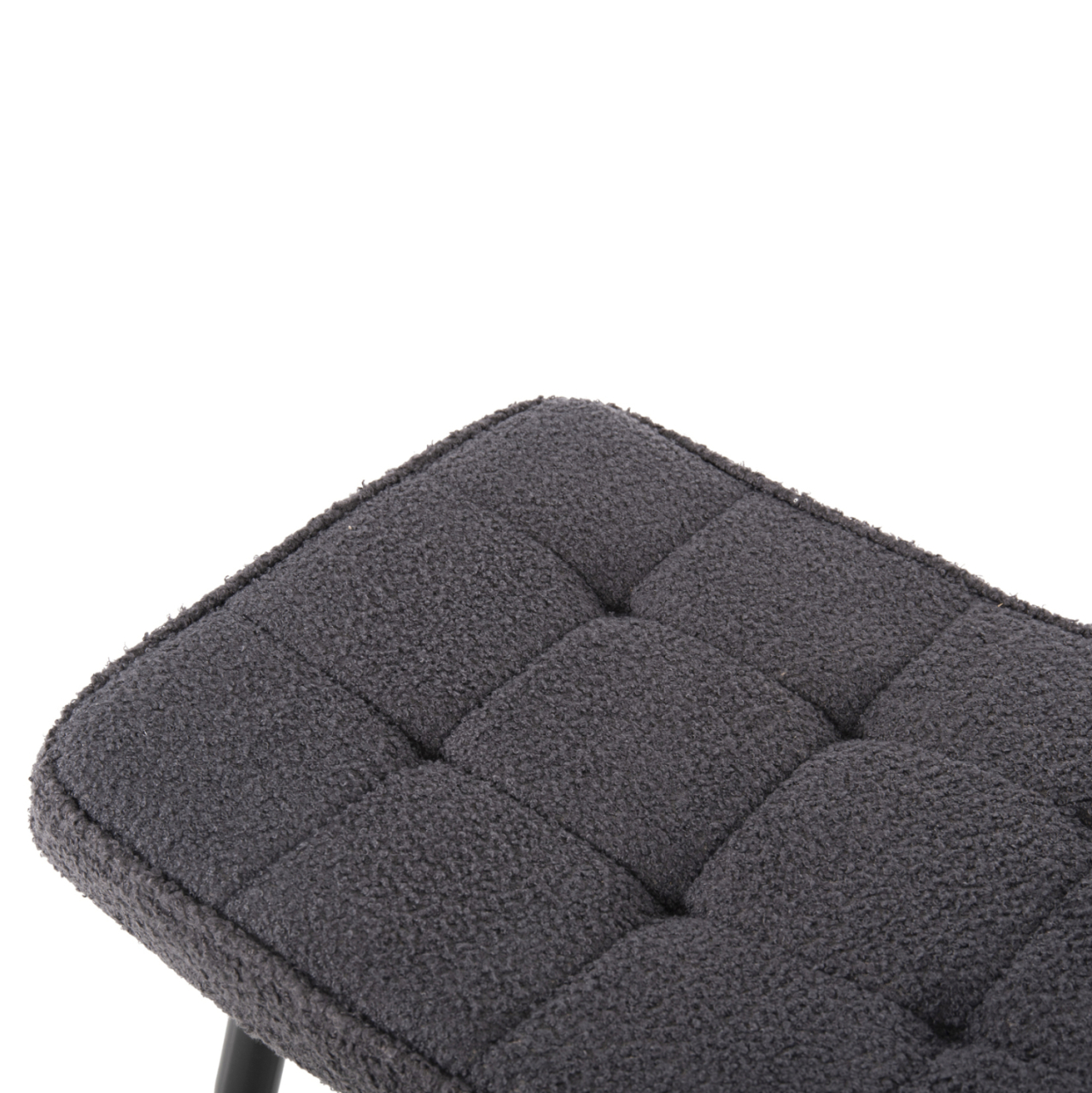 ARMCHAIR CRAWLEY WITH FOOTSTOOL HM8918.21 GREY BOUCLE FABRIC-BLACK METAL LEGS 70x74x105Hcm. [10]