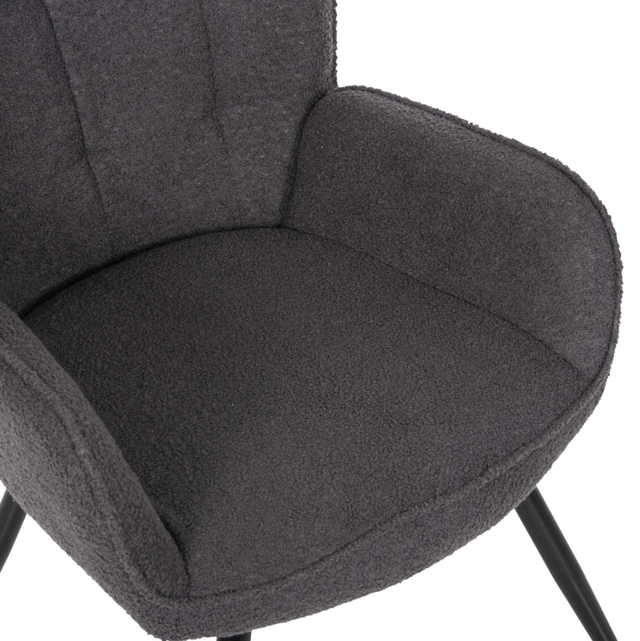 ARMCHAIR CRAWLEY WITH FOOTSTOOL HM8918.21 GREY BOUCLE FABRIC-BLACK METAL LEGS 70x74x105Hcm. [9]