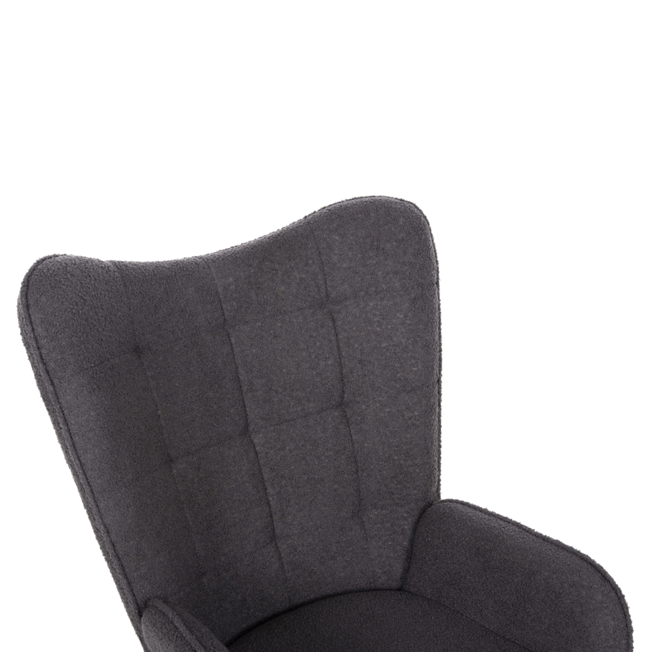 ARMCHAIR CRAWLEY WITH FOOTSTOOL HM8918.21 GREY BOUCLE FABRIC-BLACK METAL LEGS 70x74x105Hcm. [8]