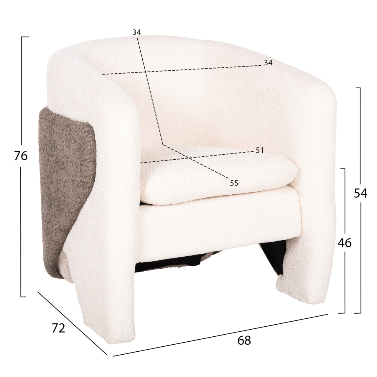 ARMCHAIR DOPER HM9590.06 BOUCLE FABRIC WHITE-GREY 68x72x76Hcm. [2]