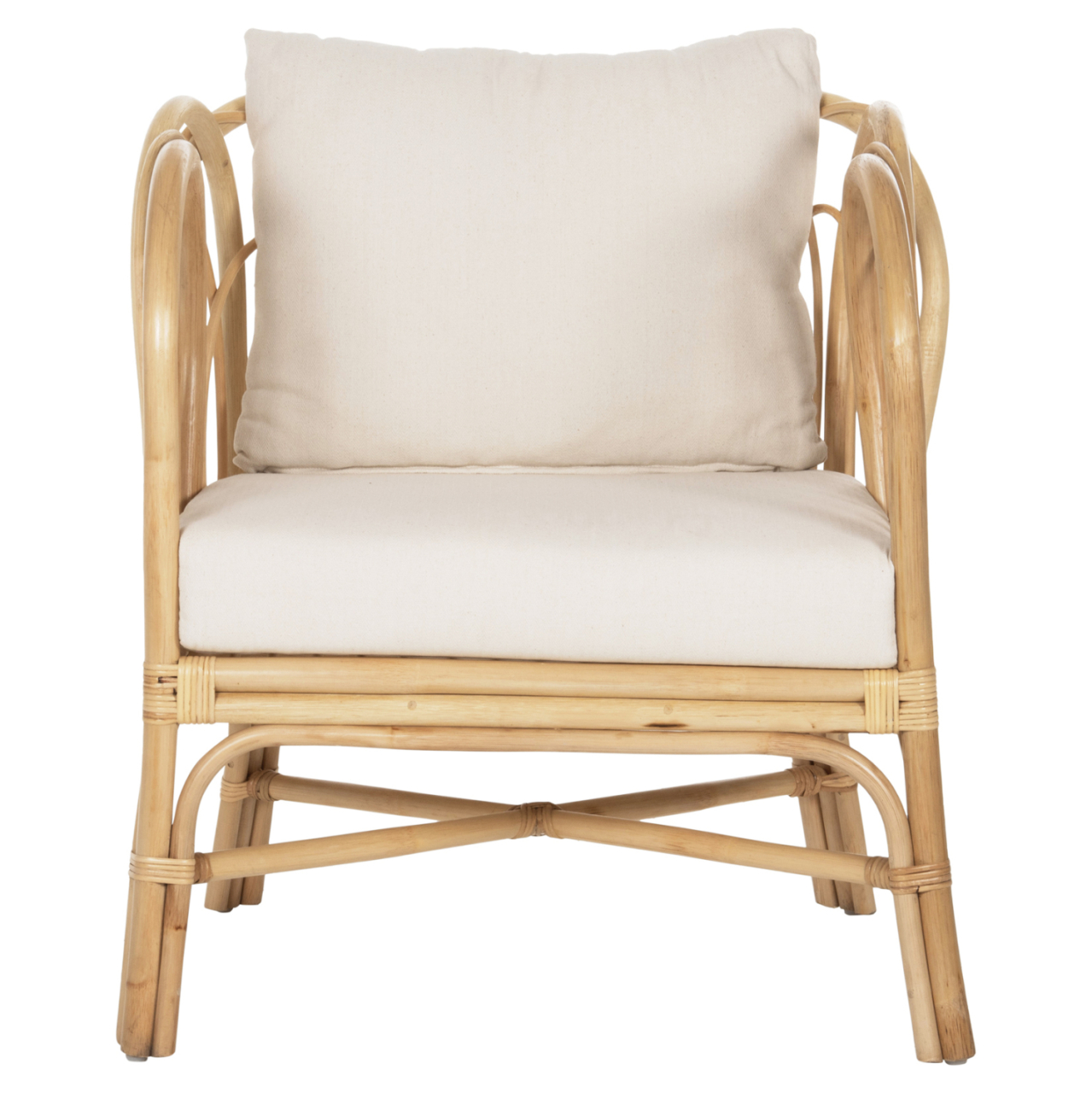 ARMCHAIR ESTOR HM9817 RATTAN IN NATURAL-WHITE CUSHION--B'RATED 78x75x92Hcm. [3]