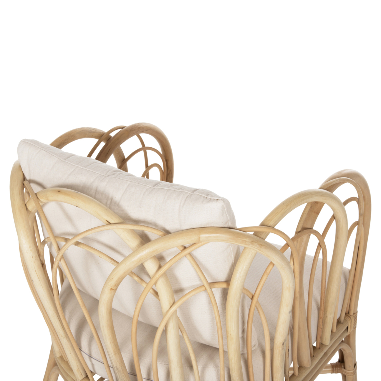ARMCHAIR ESTOR HM9817 RATTAN IN NATURAL-WHITE CUSHION--B'RATED 78x75x92Hcm. [10]
