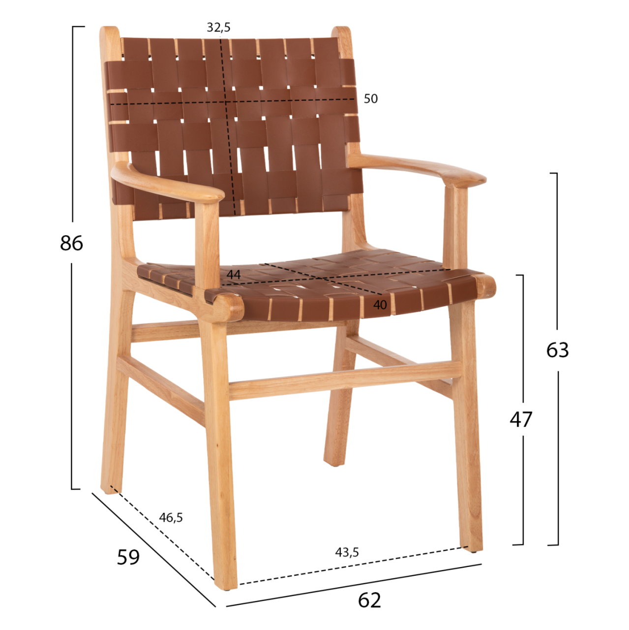 ARMCHAIR FELIPE HM9328.01 TOON WOOD PU LEATHER BROWN 62x59x86Hcm. [2]