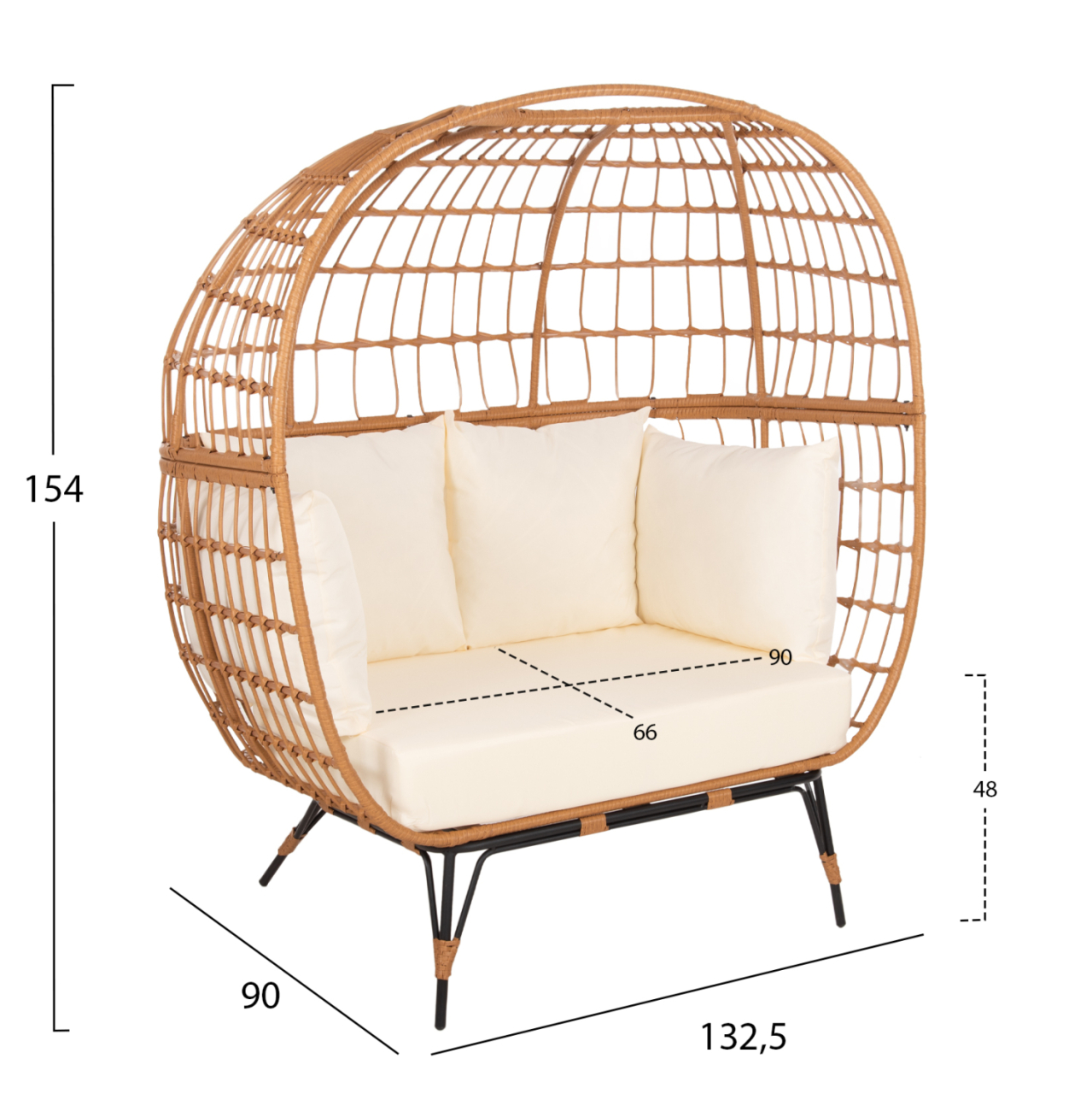 ARMCHAIR FOR TWO NEST TYPE RATTAN MIAMI HM5870.11 132.5x90x154H cm. [2]