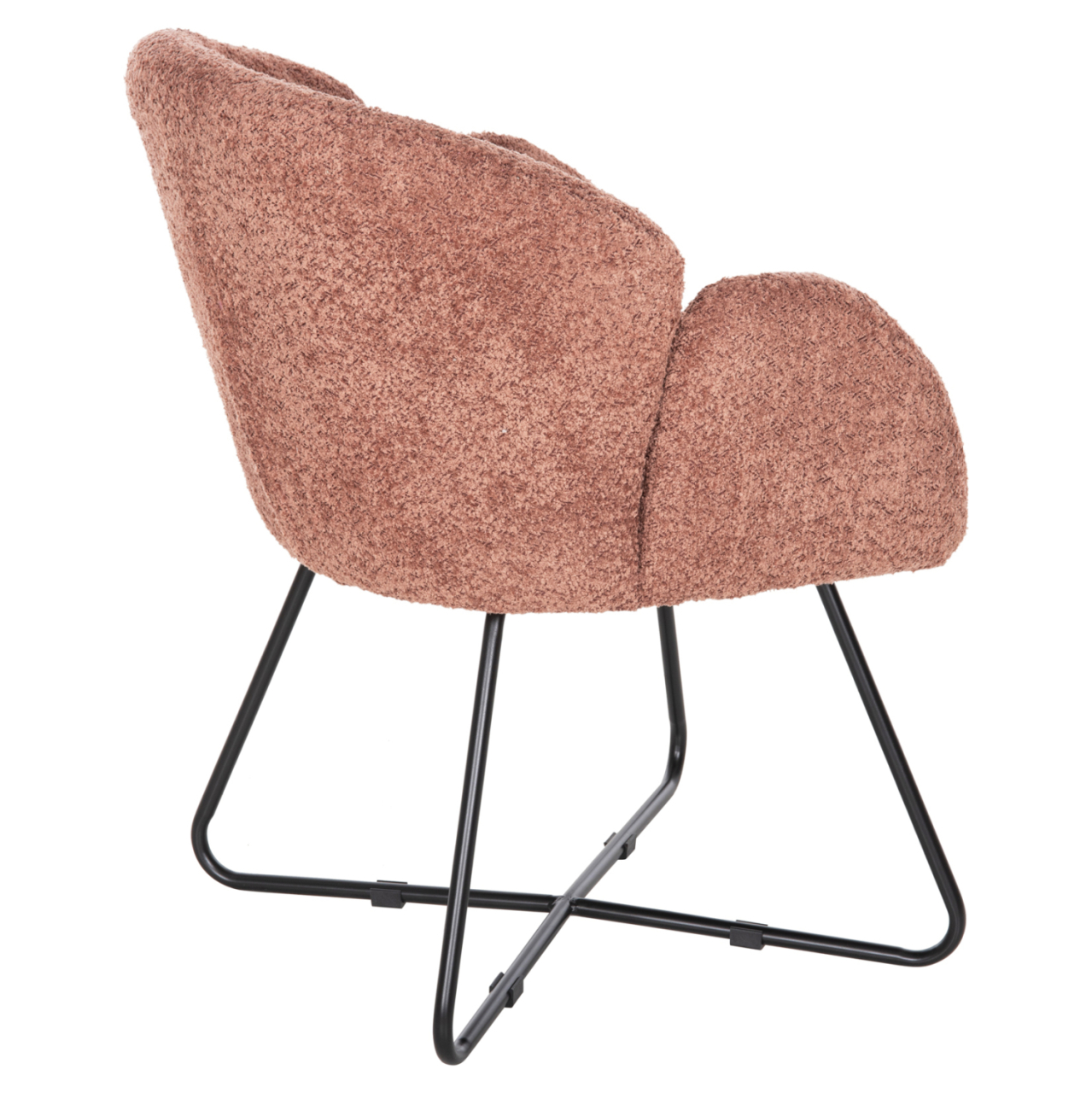 ARMCHAIR HARNIS HM9603.02 PINK BOUCLE-BLACK METAL BASE 59.5x64x77Hcm. [5]