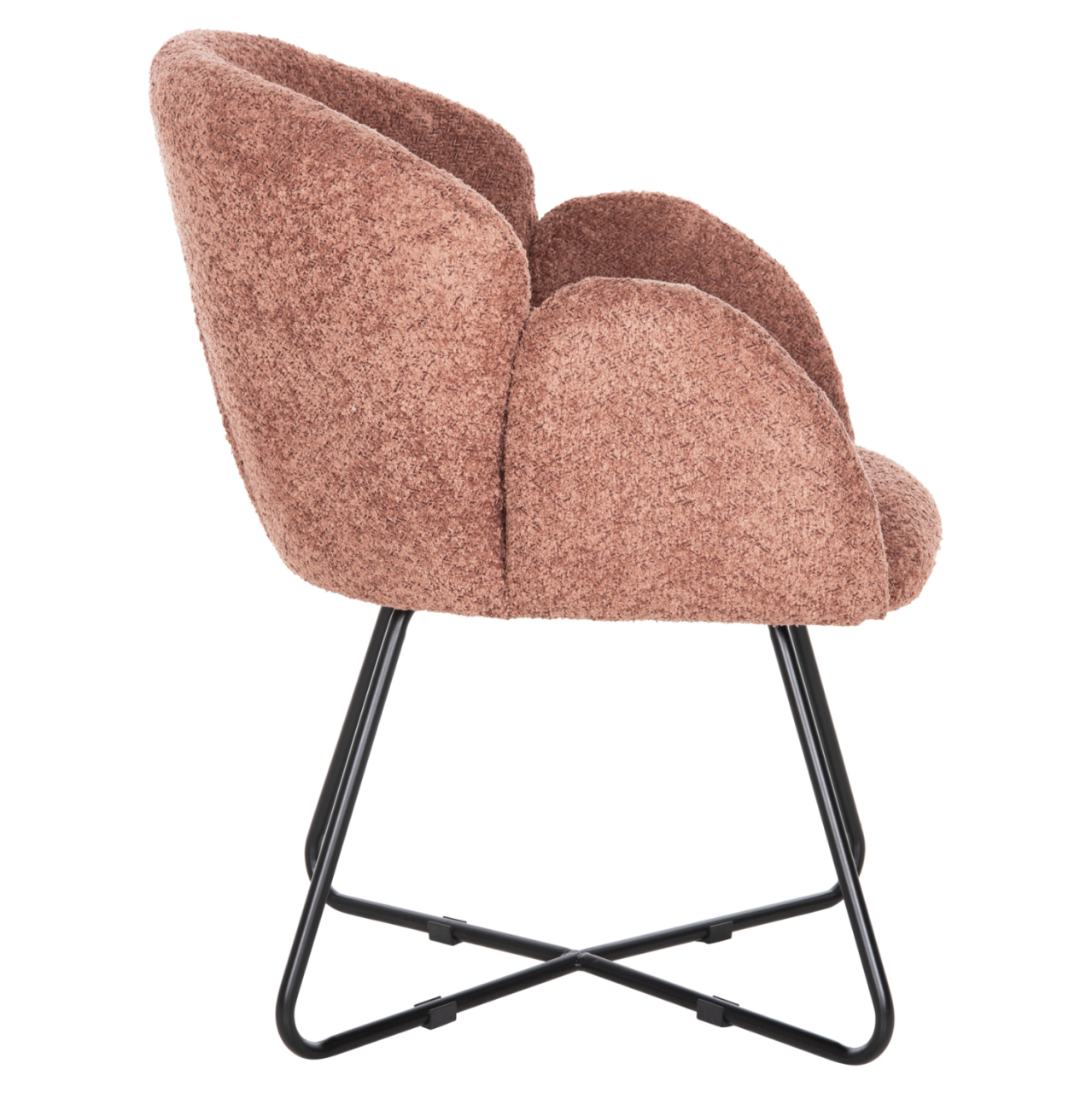 ARMCHAIR HARNIS HM9603.02 PINK BOUCLE-BLACK METAL BASE 59.5x64x77Hcm. [4]