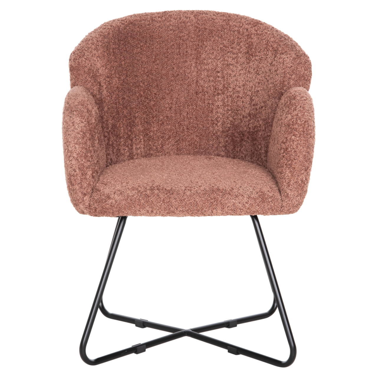 ARMCHAIR HARNIS HM9603.02 PINK BOUCLE-BLACK METAL BASE 59.5x64x77Hcm. [3]