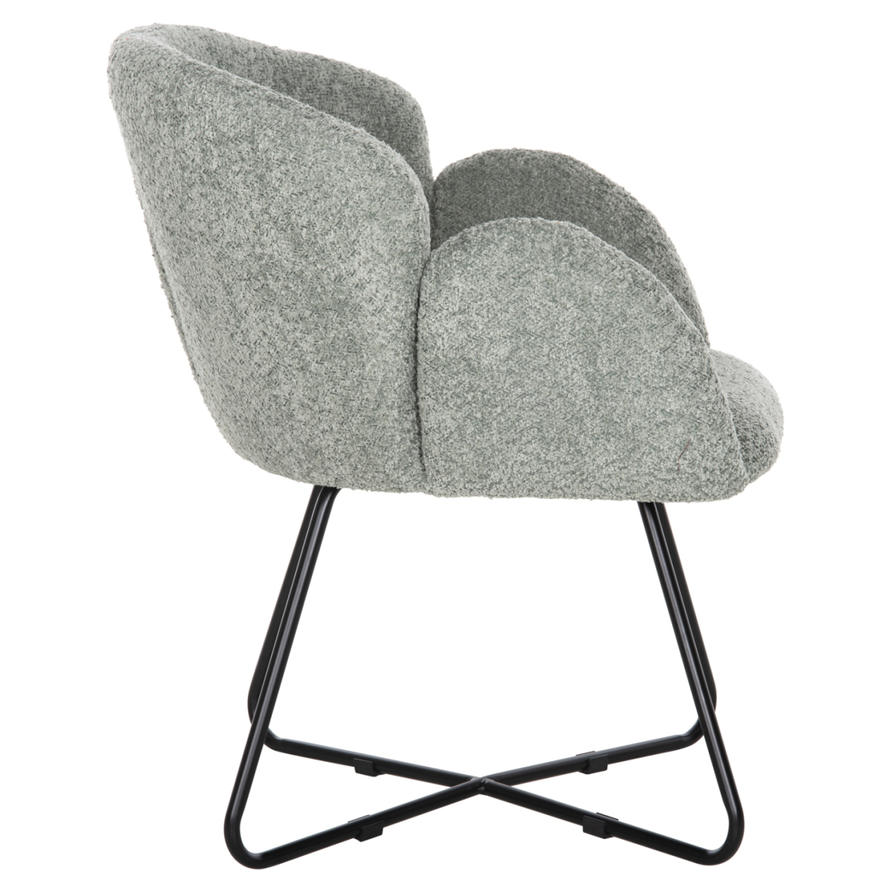 ARMCHAIR HARNIS HM9603.05 PISTACHIO GREEN BOUCLE-BLACK METAL BASE 59.5x64x77Hcm. [4]