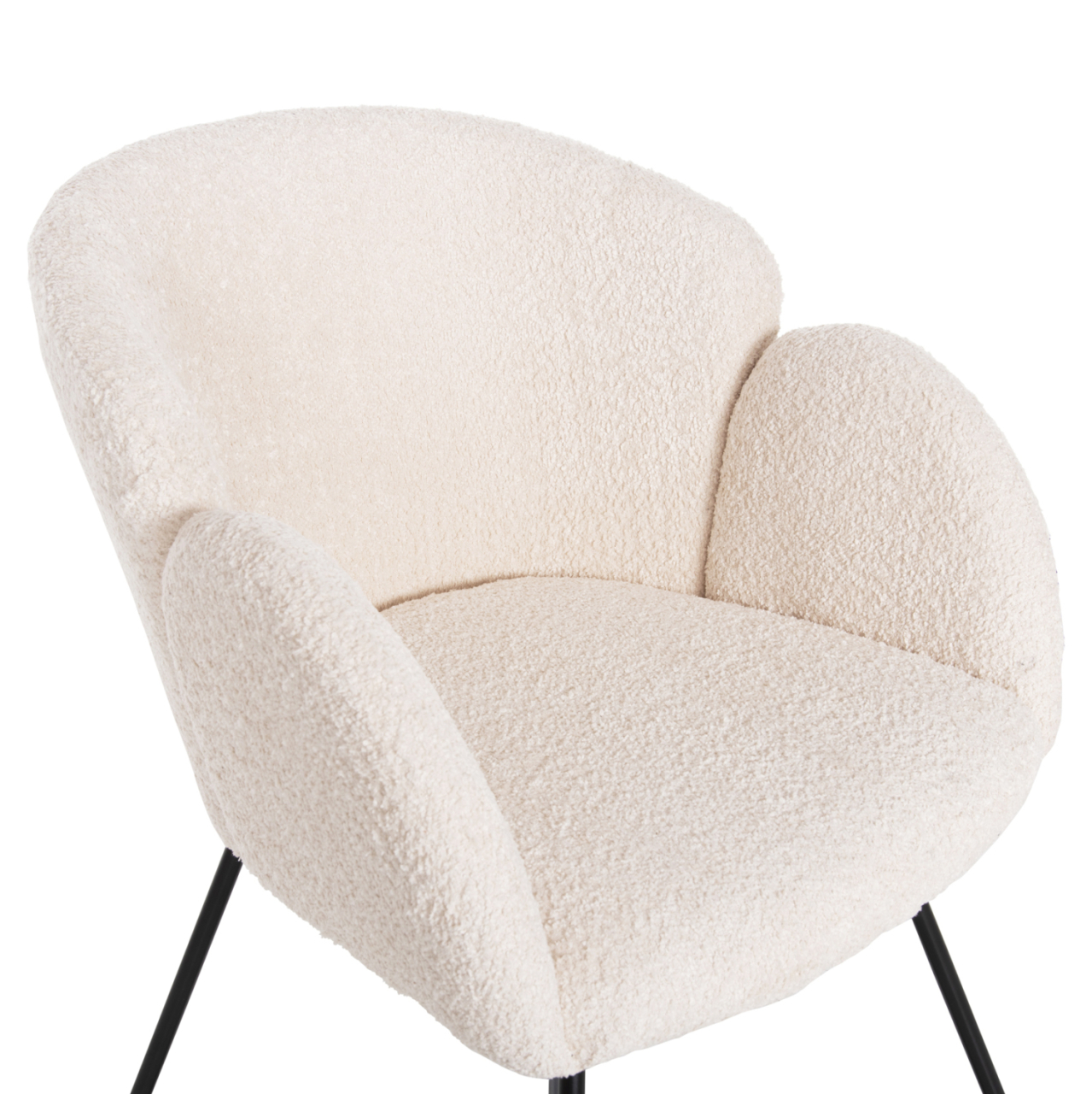 ARMCHAIR HARNIS HM9603.06 ECRU BOUCLE-BLACK METAL BASE 59.5x64x77 cm. [7]