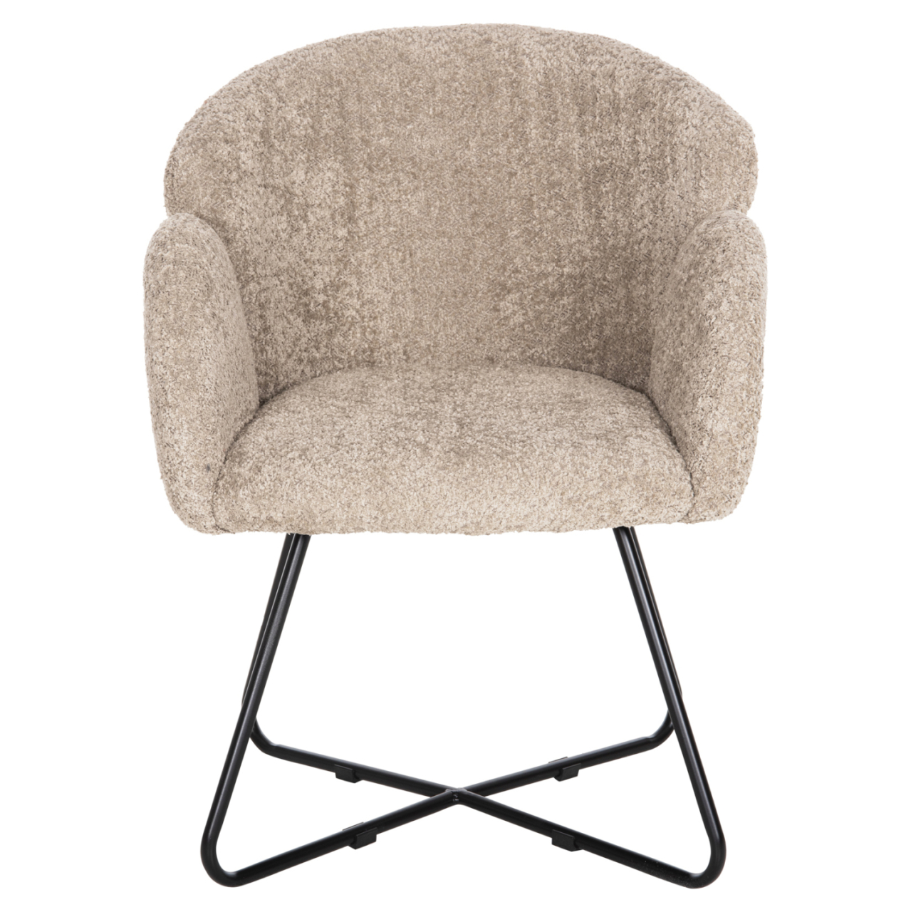 ARMCHAIR HARNIS HM9603.08 BEIGE BOUCLE-BLACK METAL BASE 59.5x64x77Hcm. [3]