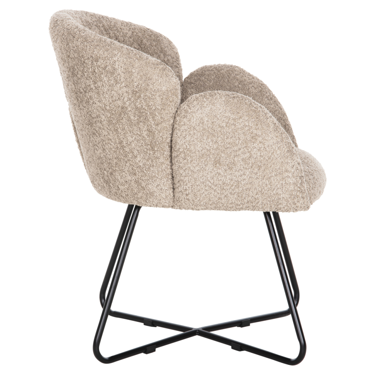 ARMCHAIR HARNIS HM9603.08 BEIGE BOUCLE-BLACK METAL BASE 59.5x64x77Hcm. [4]