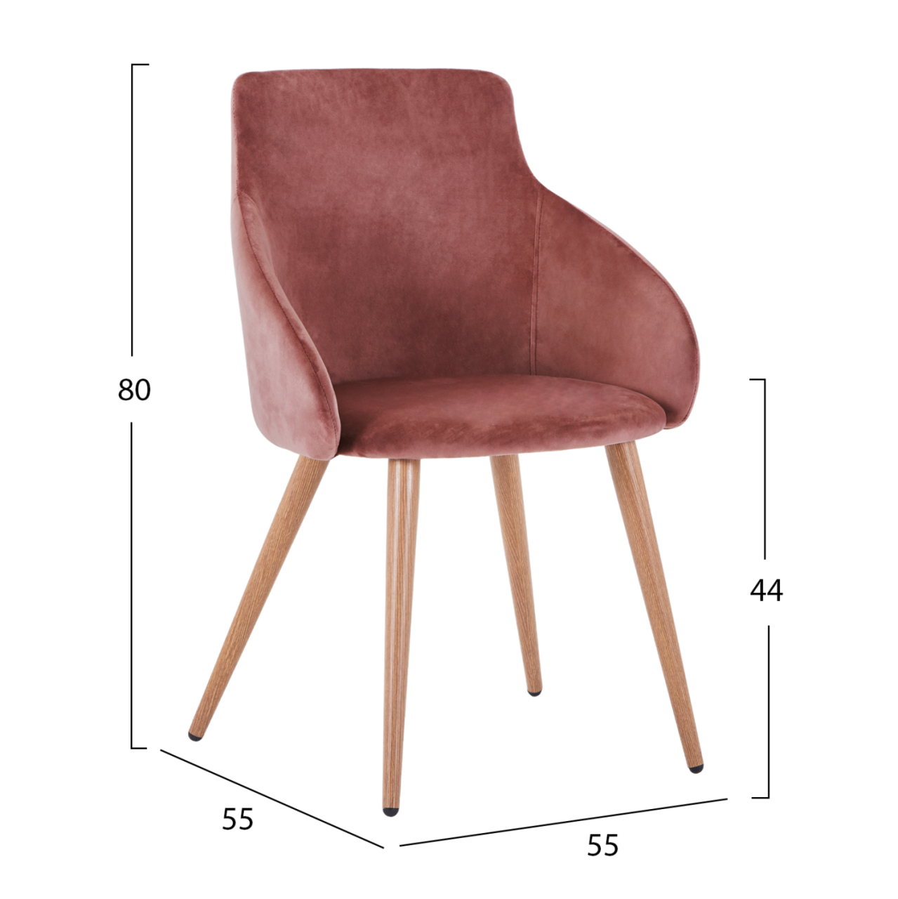 ARMCHAIR IVY VELVET DUSTY PINK AND METAL LEGS HM8546.02 55x55x80Y cm. [2]