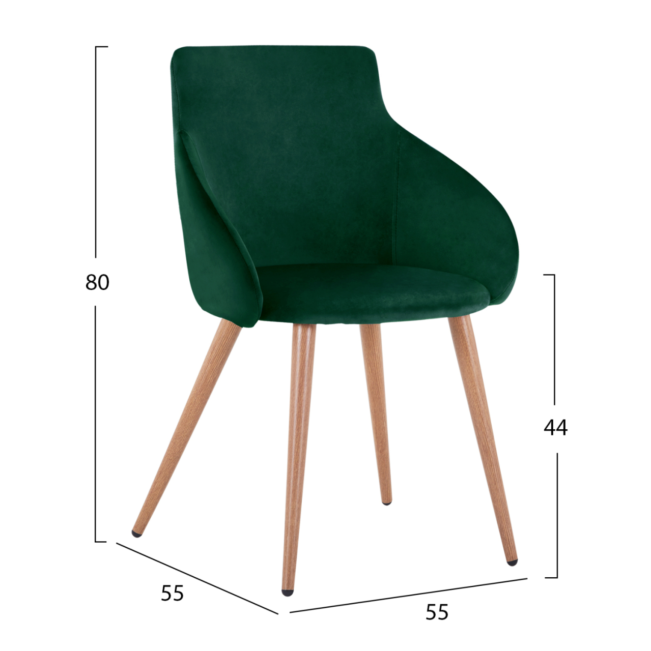 Armchair Ivy Velvet Green and metallic legs HM8546.03 55x55x80 cm [2]