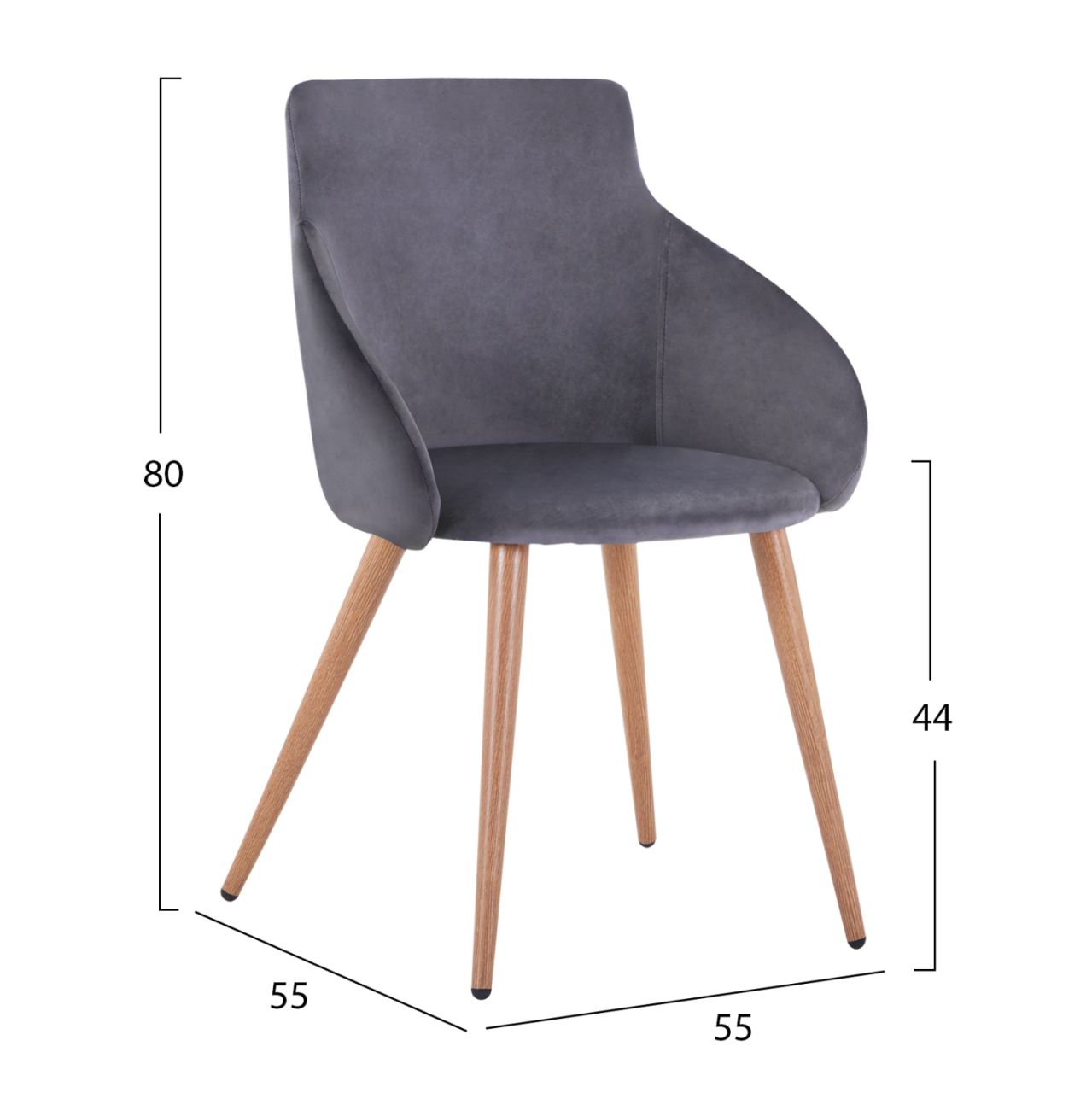 Armchair Ivy Velvet Grey and metallic legs HM8546.01 55x55x80 cm [2]