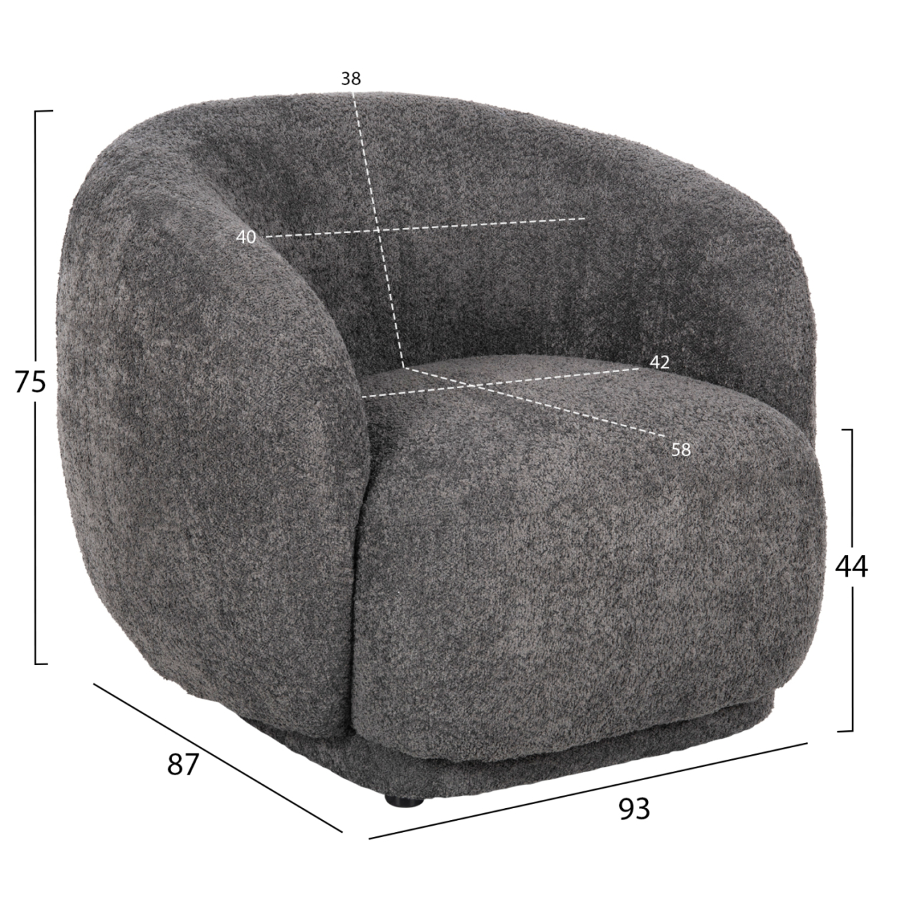 ARMCHAIR KARPEN HM9600.01 GREY BOUCLE FABRIC 93x87x78H cm. [2]