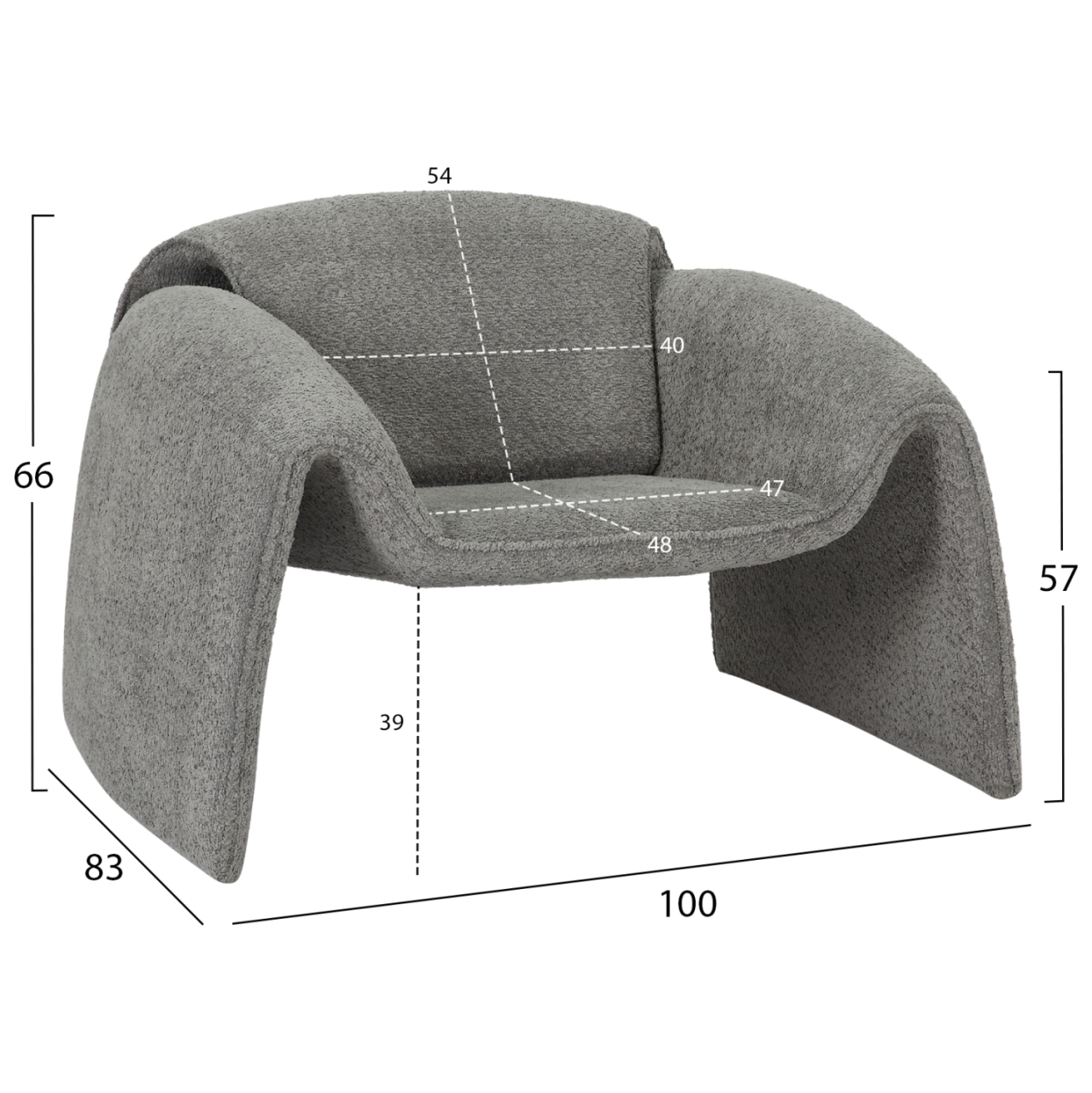 ARMCHAIR LAFORGE HM9679.01 GREY BOUCLE FABRIC-METAL FRAME 100x83x66Hcm. [2]