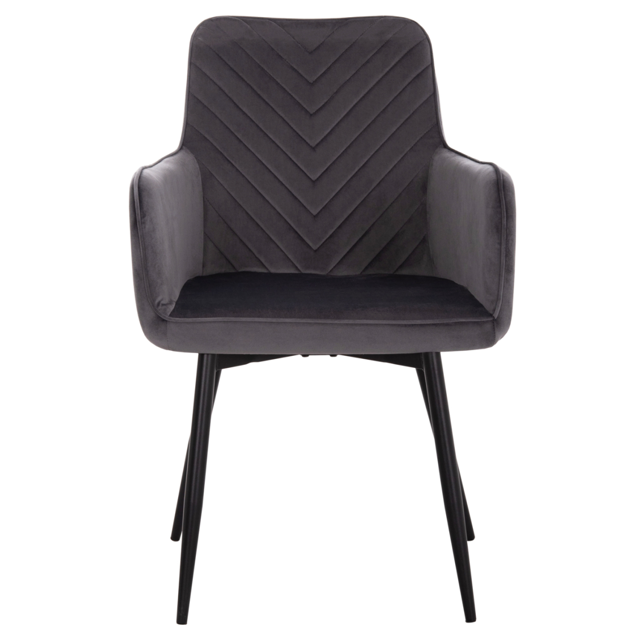 ARMCHAIR LATRELL HM8582.01 GREY VELVET and BLACK METAL LEGS 54x57x84Hcm. [3]