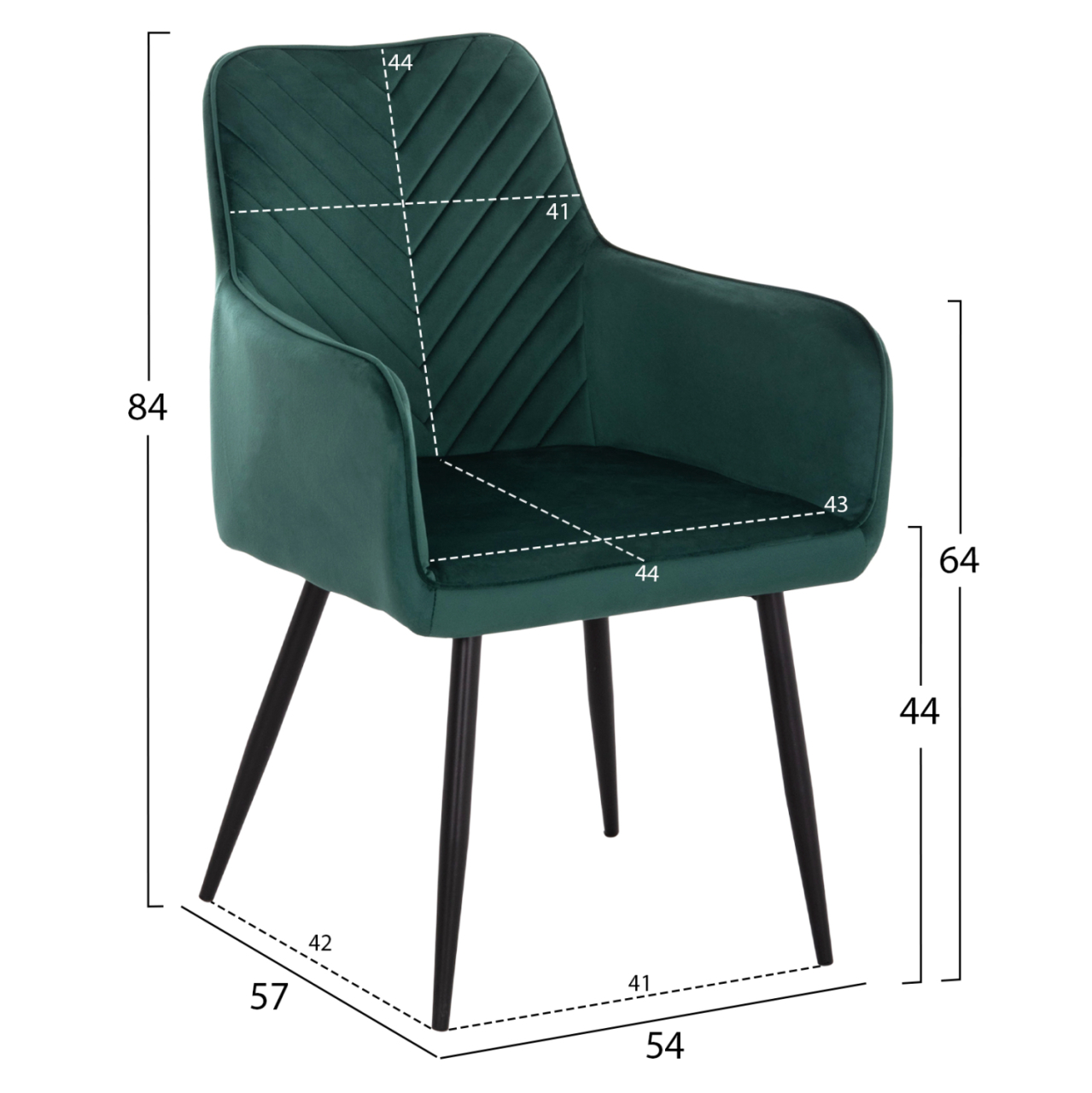 ARMCHAIR LATRELL HM8582.03 CYPRESS GREEN VELVET and BLACK METAL LEGS 54x57x84Hcm. [2]
