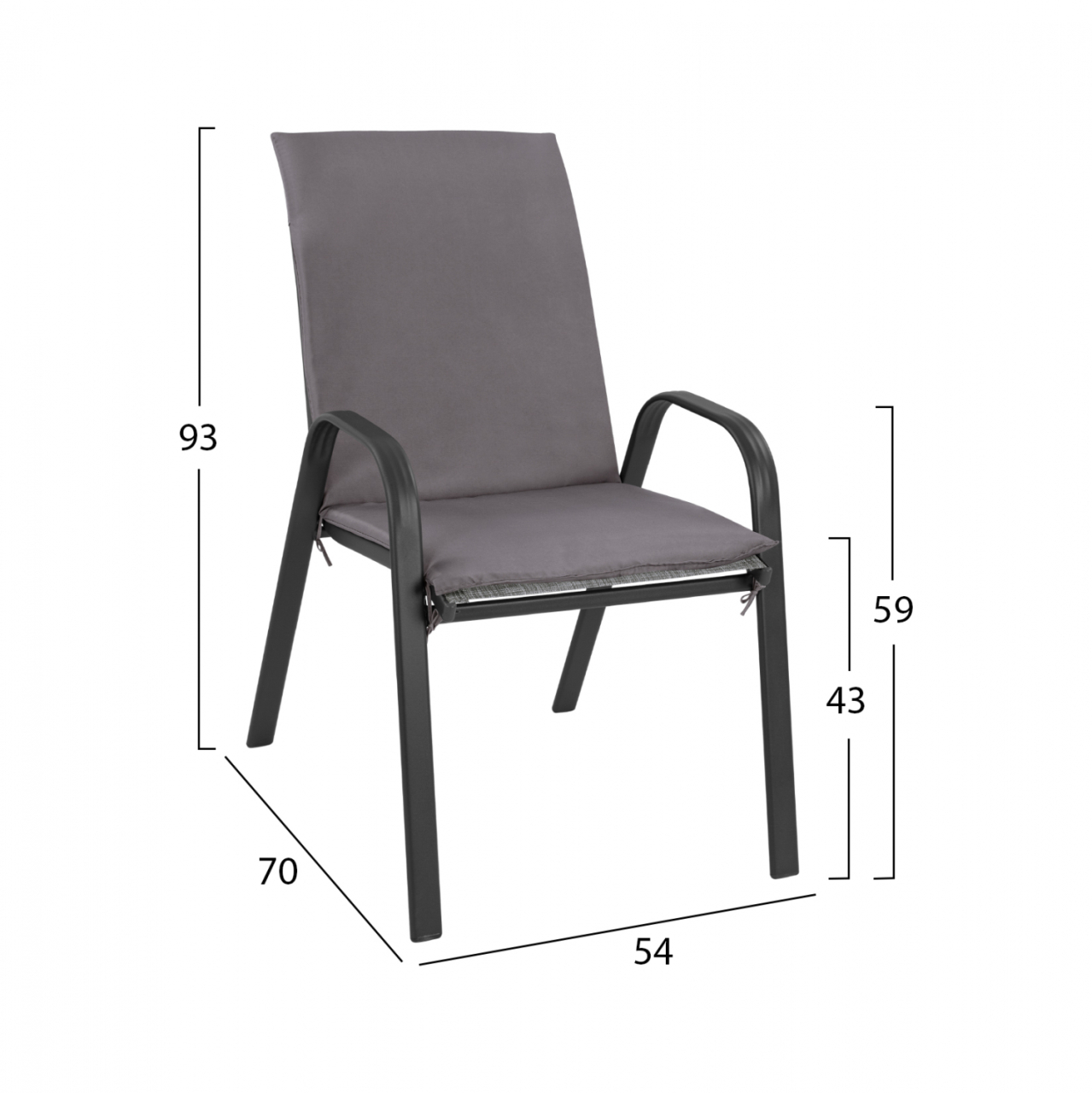 Armchair Leon Metallic grey withgrey pillow HM10573.01 54x70x93 cm. [2]