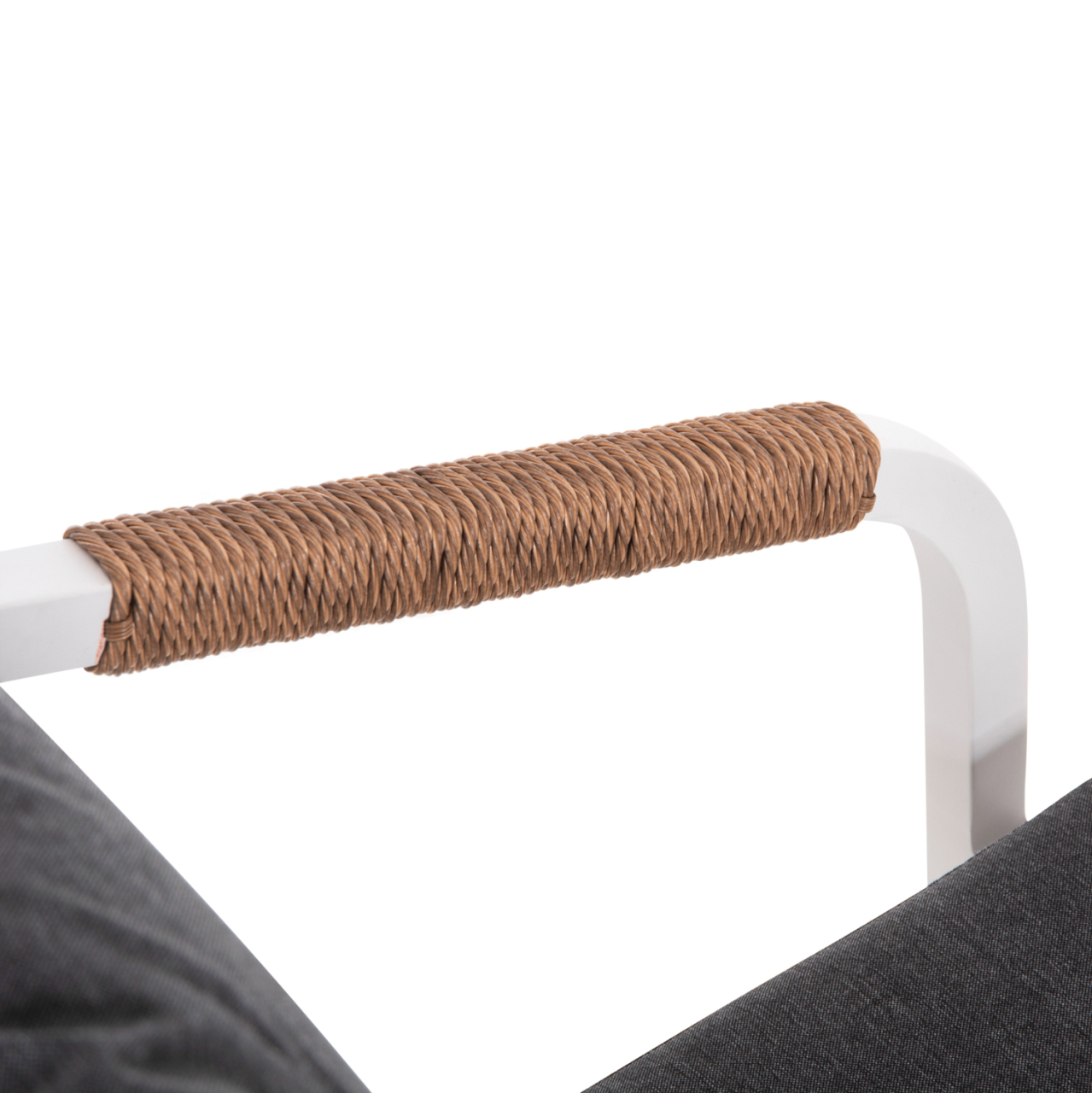 ARMCHAIR MAERLY HM6051.01 WHITE ALUMINUM-ANTHRACITE CUSHIONS-P.E.RATTAN IN LIGHT BROWN 55,5x62,5x85Hcm. [9]