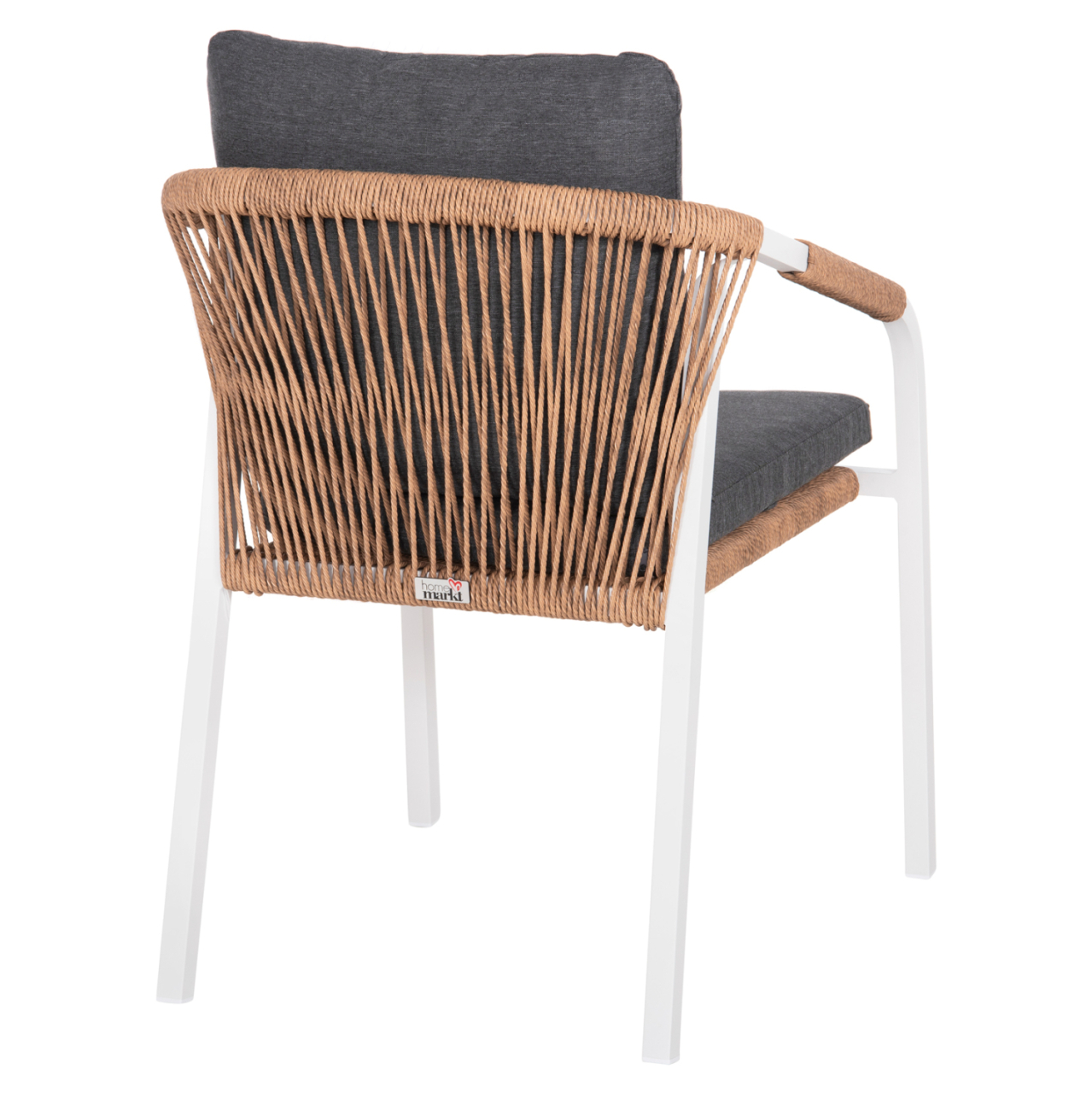 ARMCHAIR MAERLY HM6051.01 WHITE ALUMINUM-ANTHRACITE CUSHIONS-P.E.RATTAN IN LIGHT BROWN 55,5x62,5x85Hcm. [5]